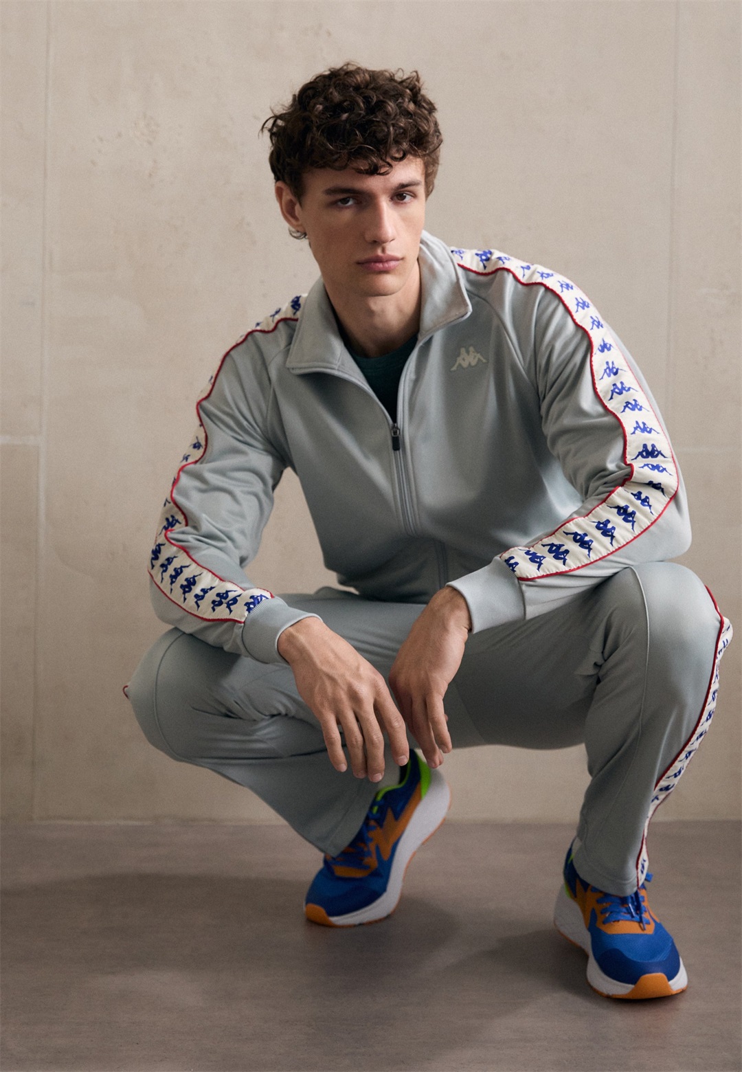 Kappa Trainingsanzug - grey/white/antique red/grau