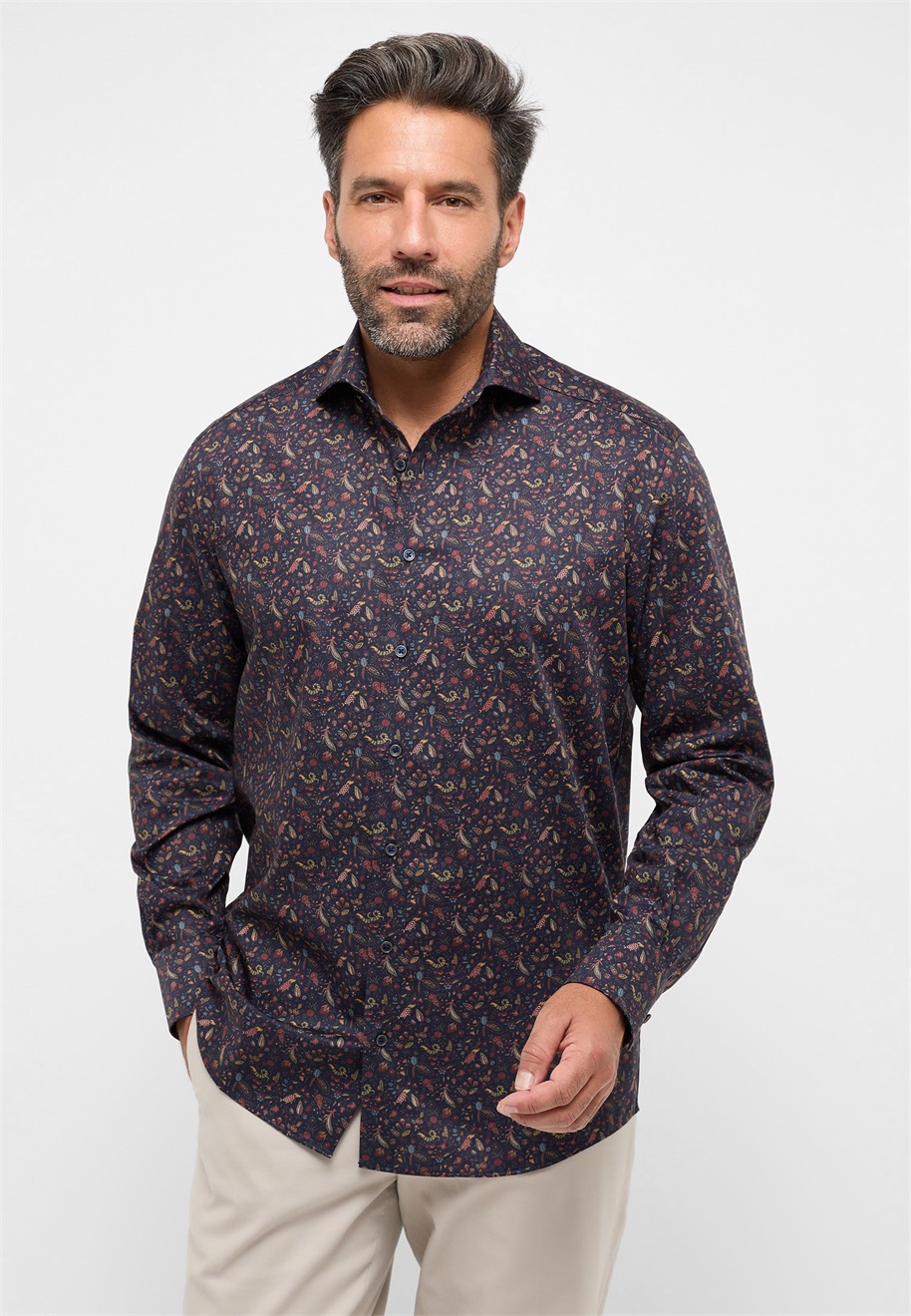 Eterna PRINT-HEMD - COMFORT FIT - Hemd - navy/blue denim
