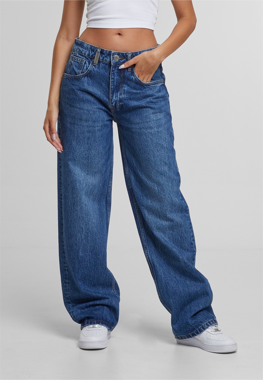 2Y Studios NAYA BASIC LIGHT - Wide Leg - mid blue/blue denim