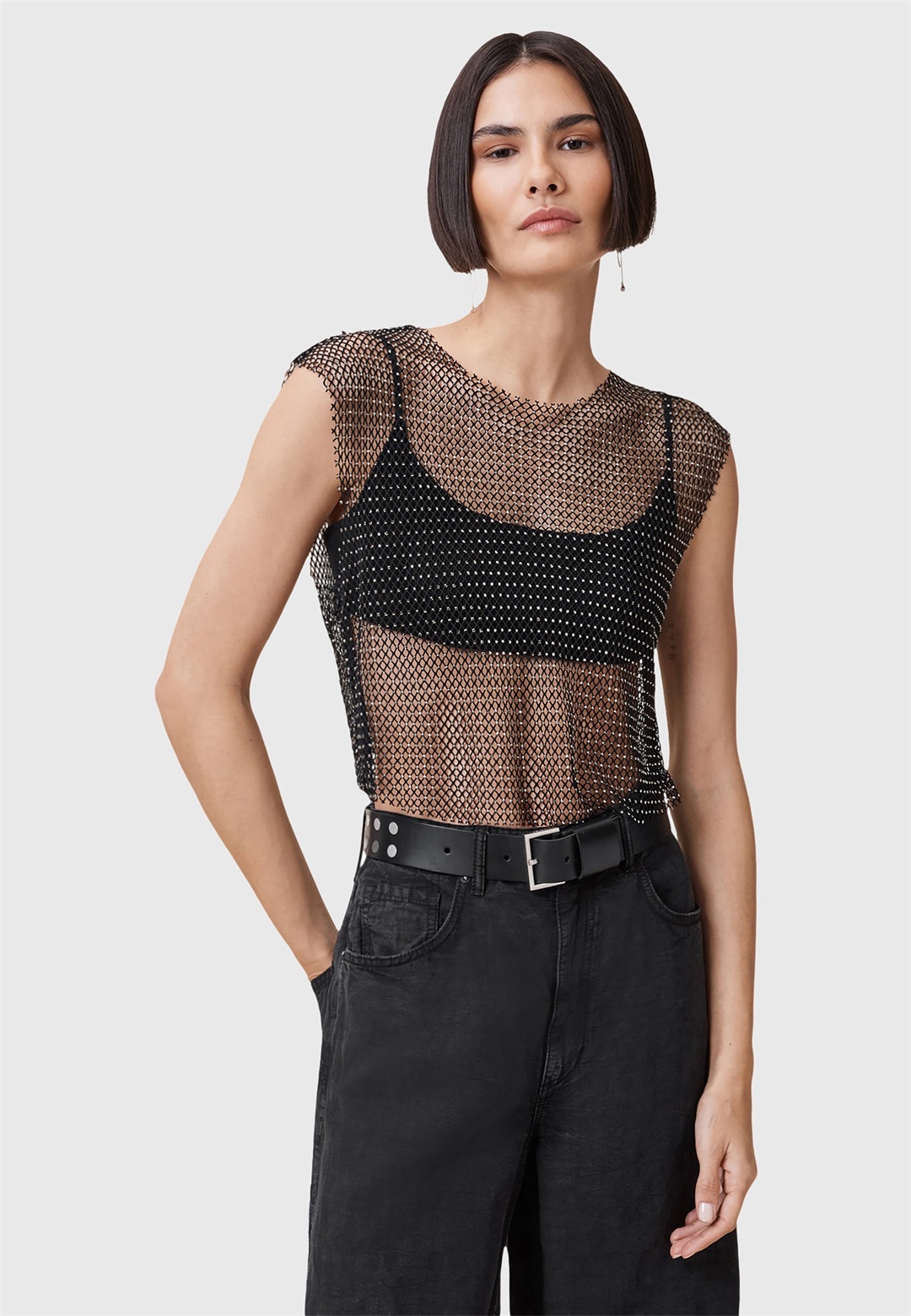 AllSaints CALYTRIX SPARKLE - T-Shirt print - black/schwarz