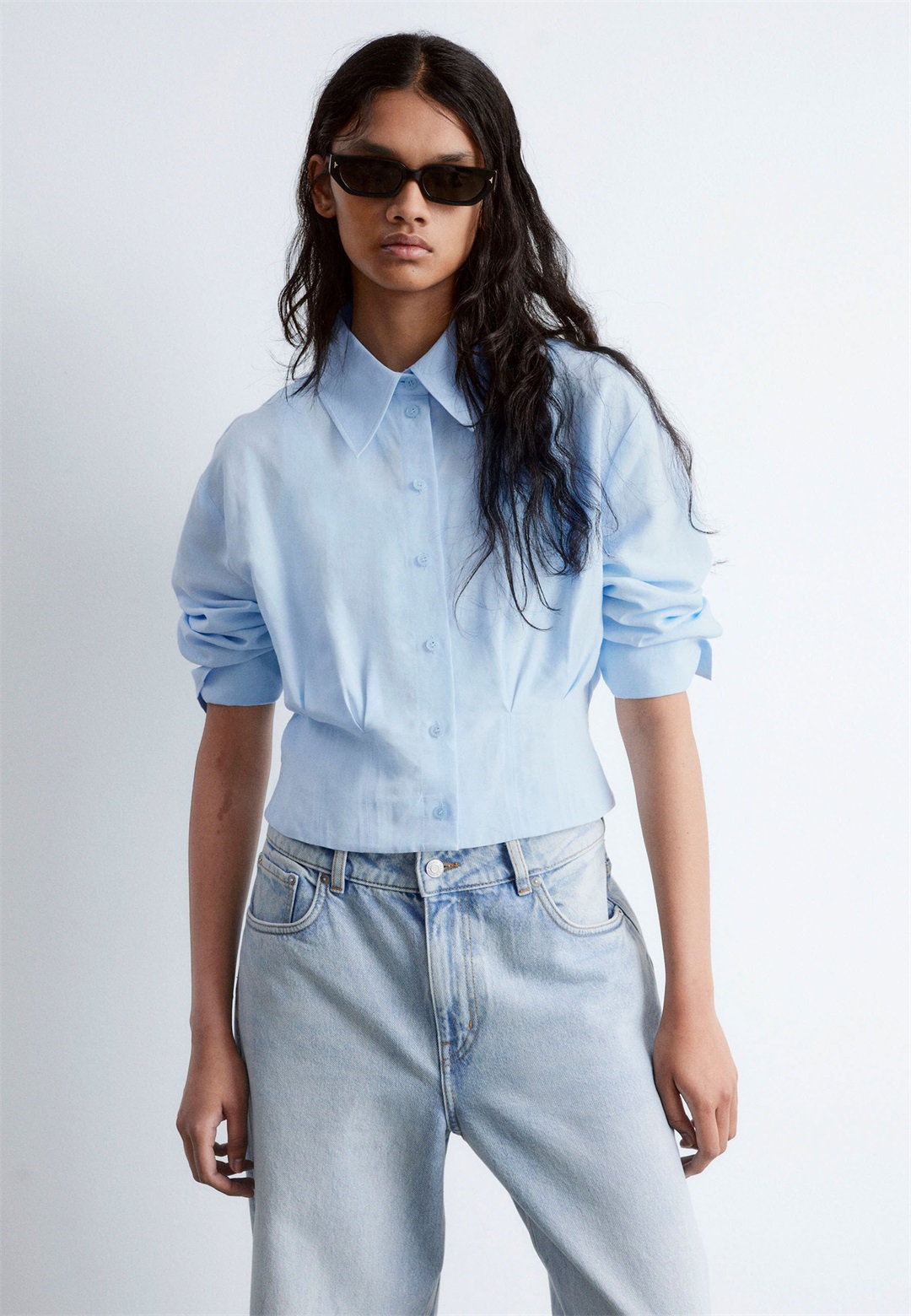 & other stories TAPERED - Hemdbluse - light blue/hellblau