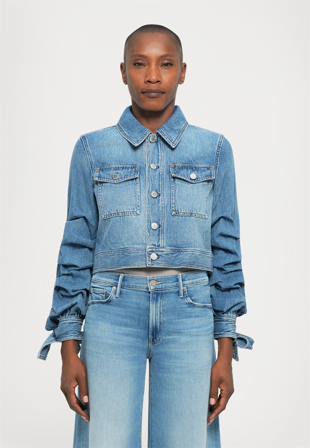 Alice + Olivia TIFF BOW - Jeansjacke - blue/blue denim