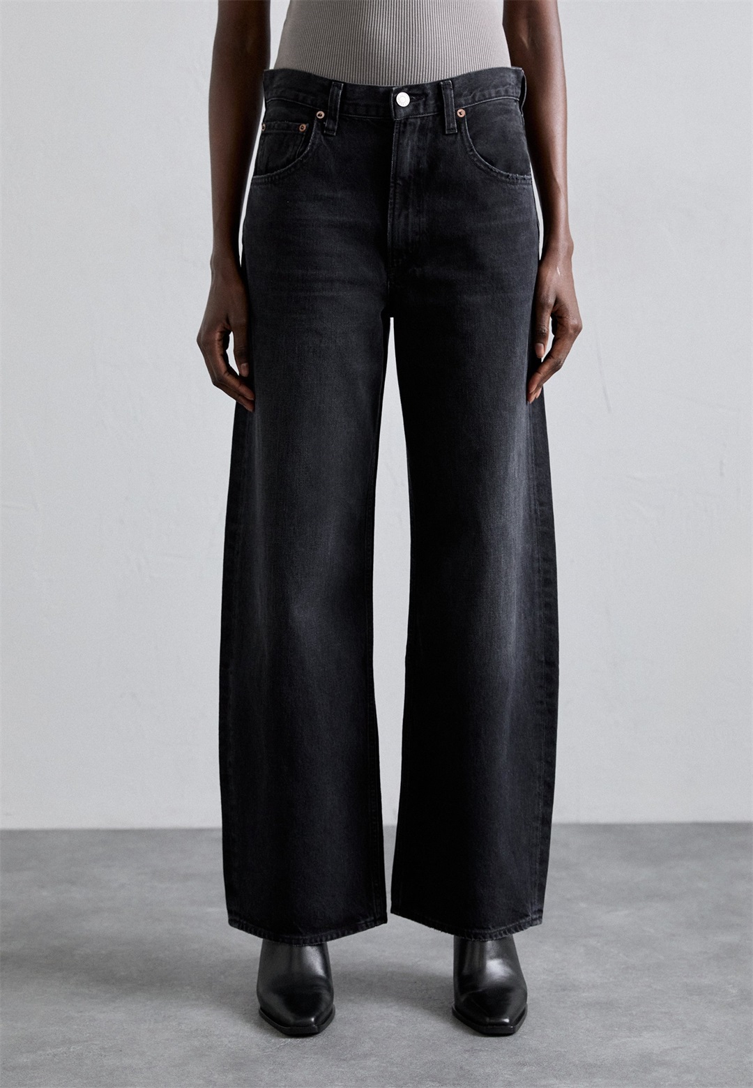 Agolde LOW CURVE - Wide Leg - black tar/schwarz