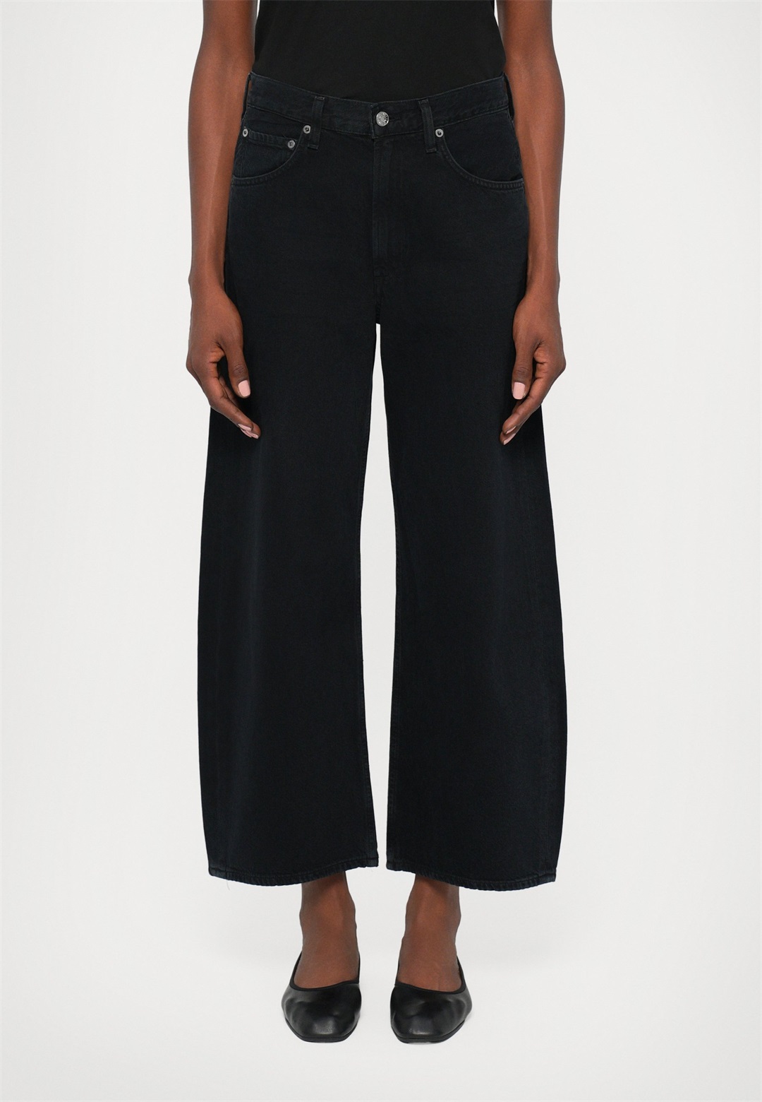 Agolde LOW CURVE JEAN CROP - Wide Leg - black denim