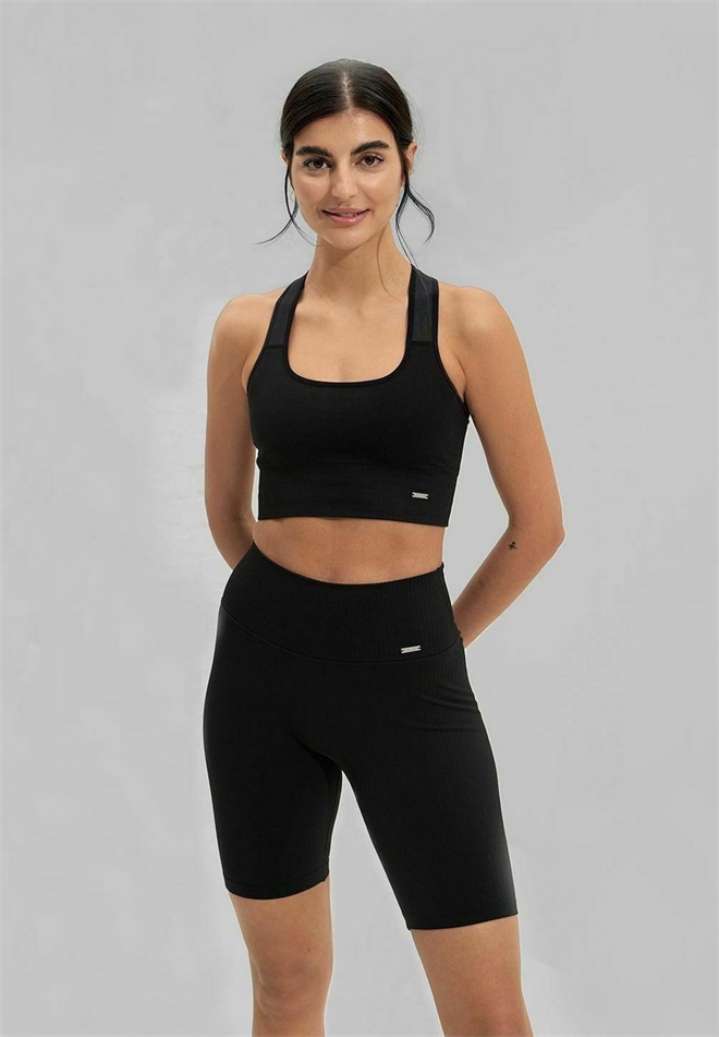 aim’n® RIBBED HIGH SEAMLESS BIKER SHORT - Tights - black/schwarz