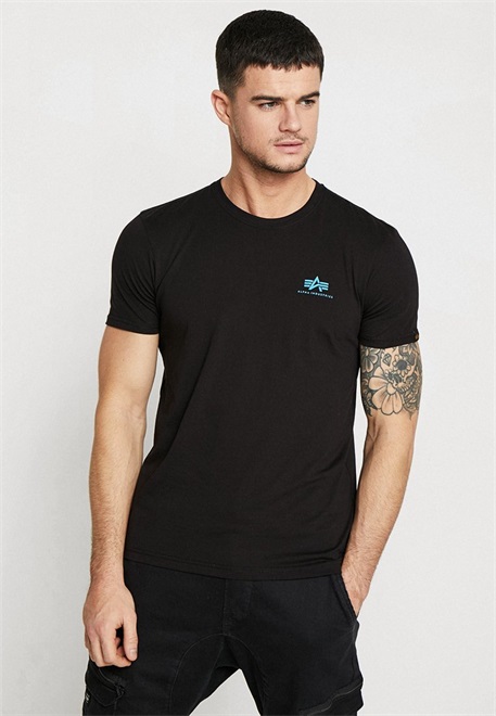 Alpha Industries SMALL LOGO - T-Shirt basic - black/blue/schwarz