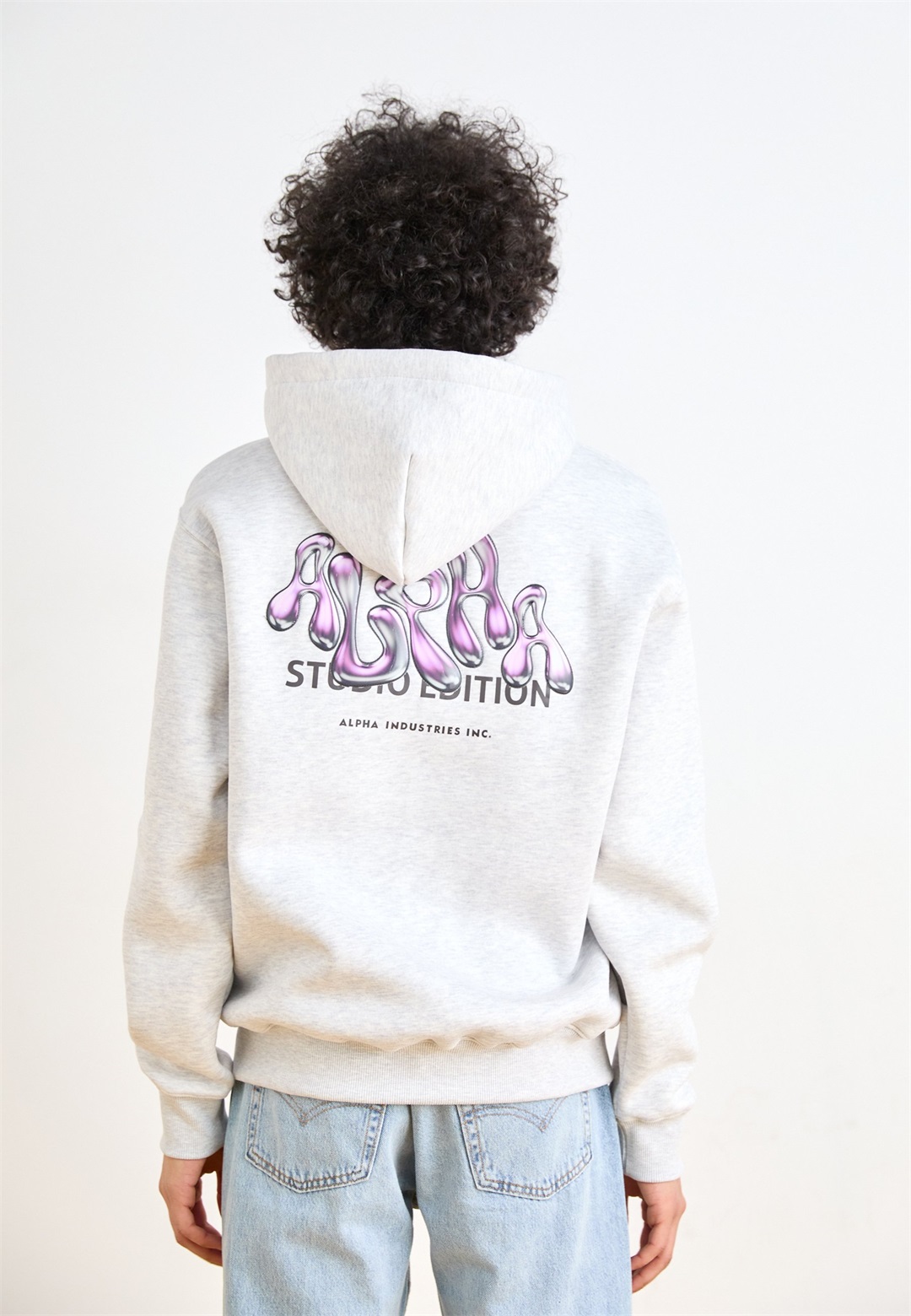 Alpha Industries STUDIO EDITION HOODY UNISEX - Sweatshirt - pastel grey melange/grau