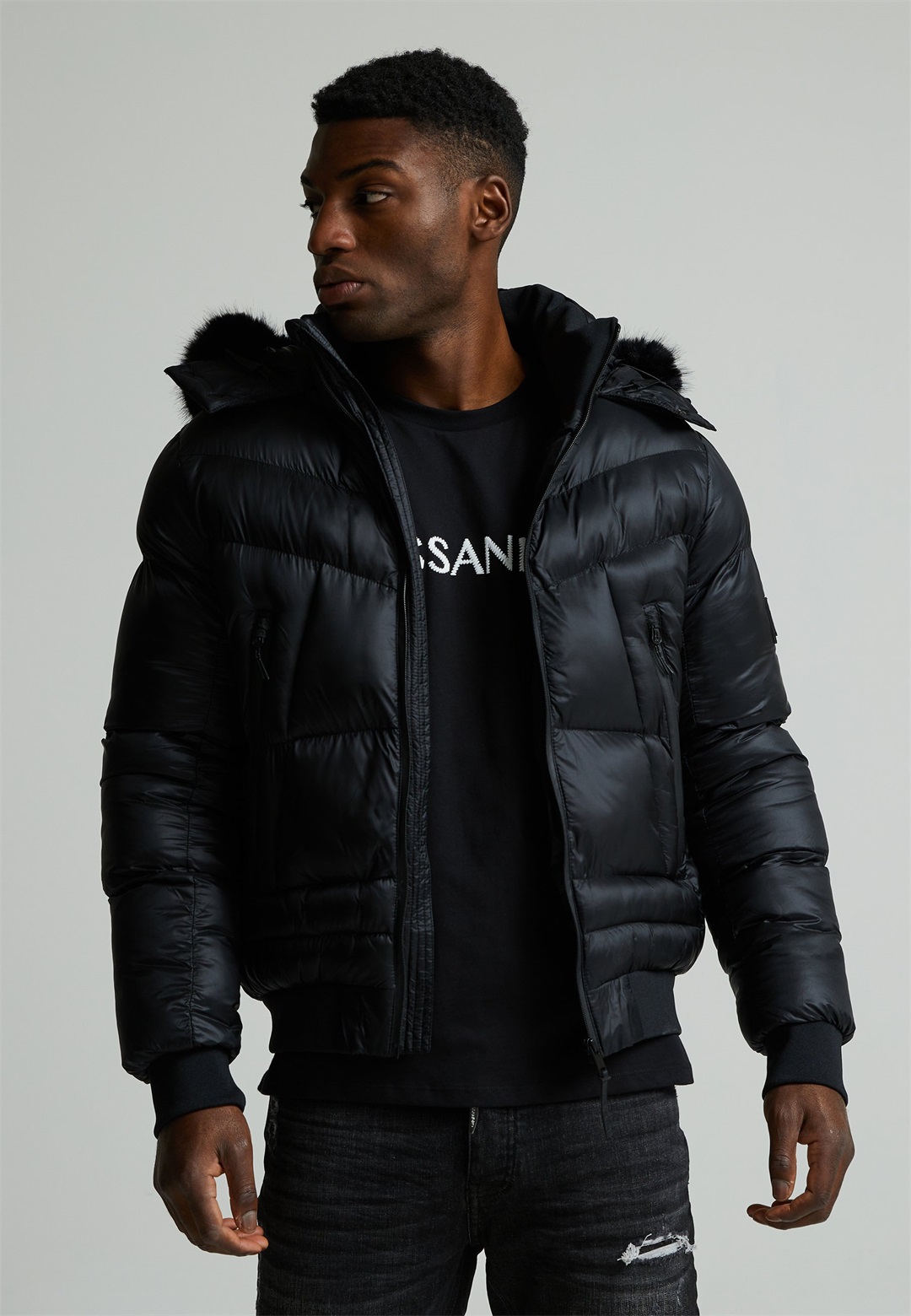 Alessandro Zavetti GENTRAZZI PUFFER BOMBER JACKET - Winterjacke - jet black/schwarz