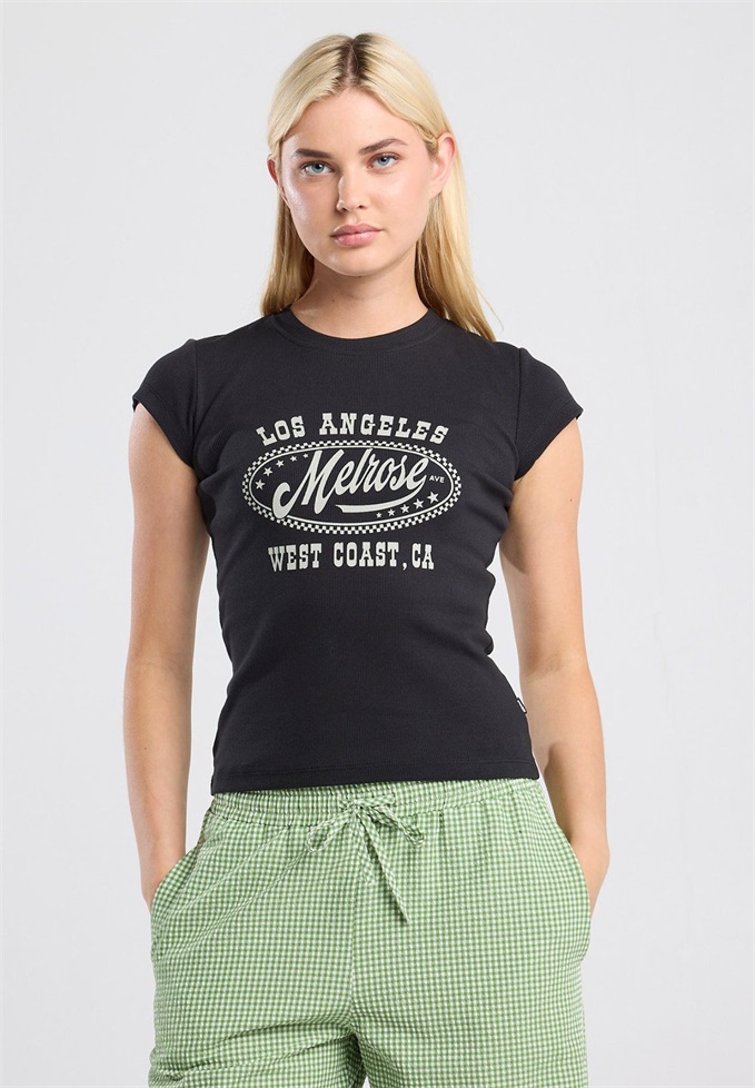 America Today EBONY - T-Shirt print - washed black/schwarz meliert