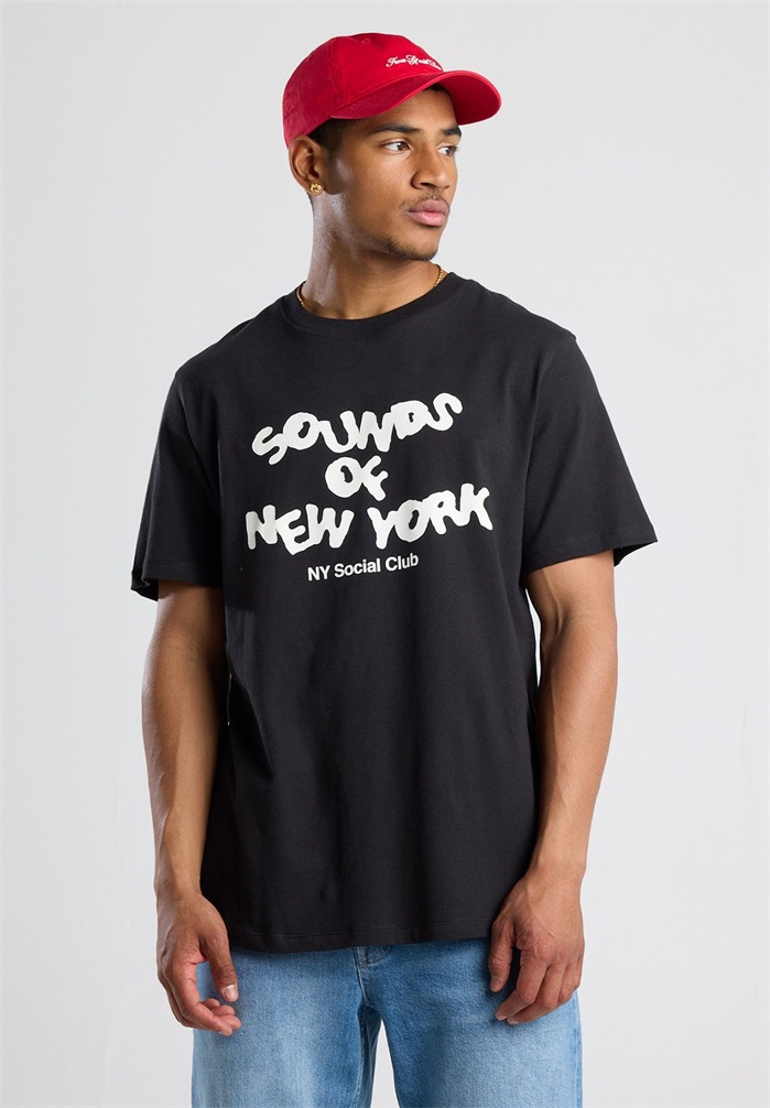 America Today T-Shirt print - washed black/schwarz meliert