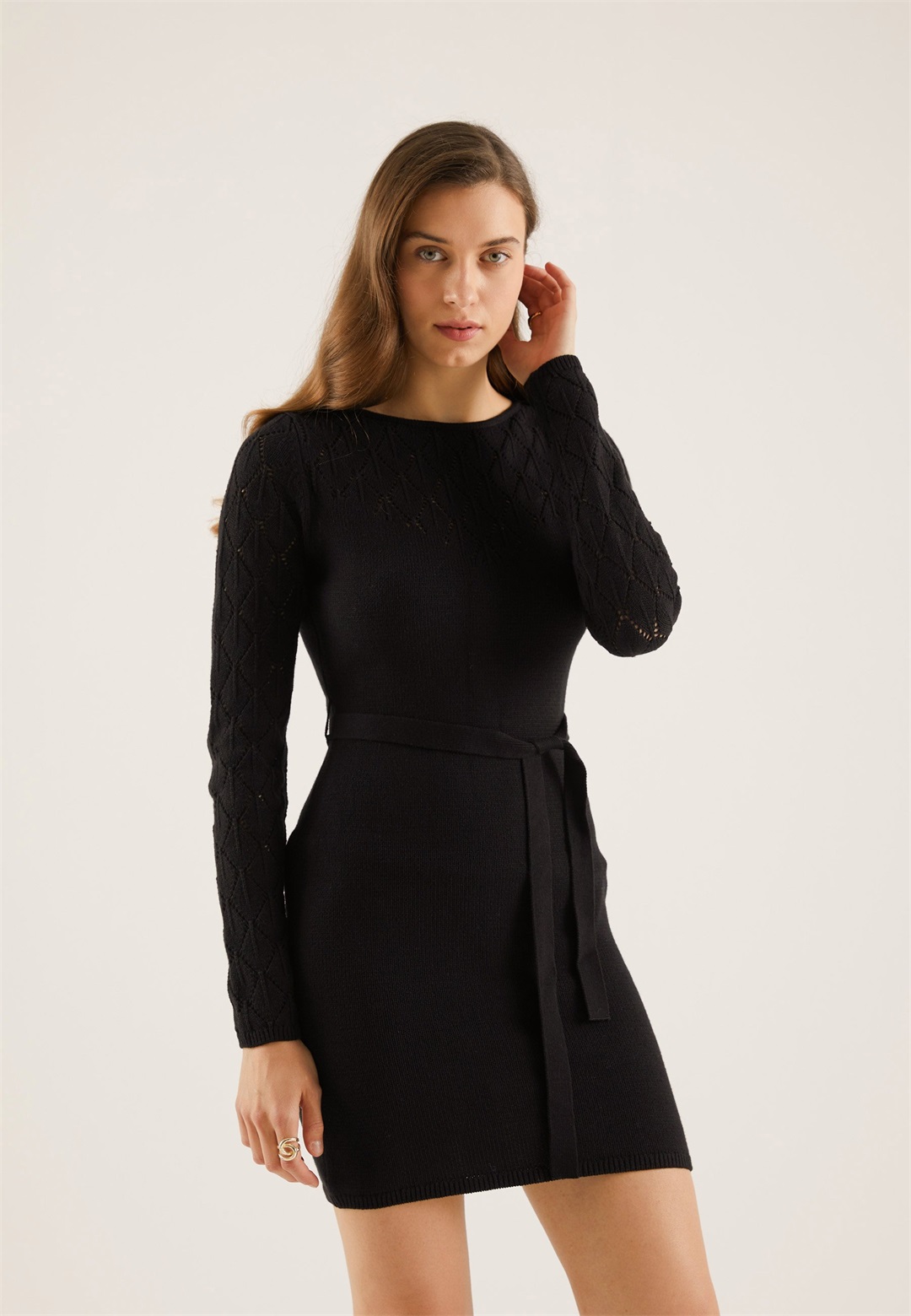 Anna Field Strickkleid - black/schwarz