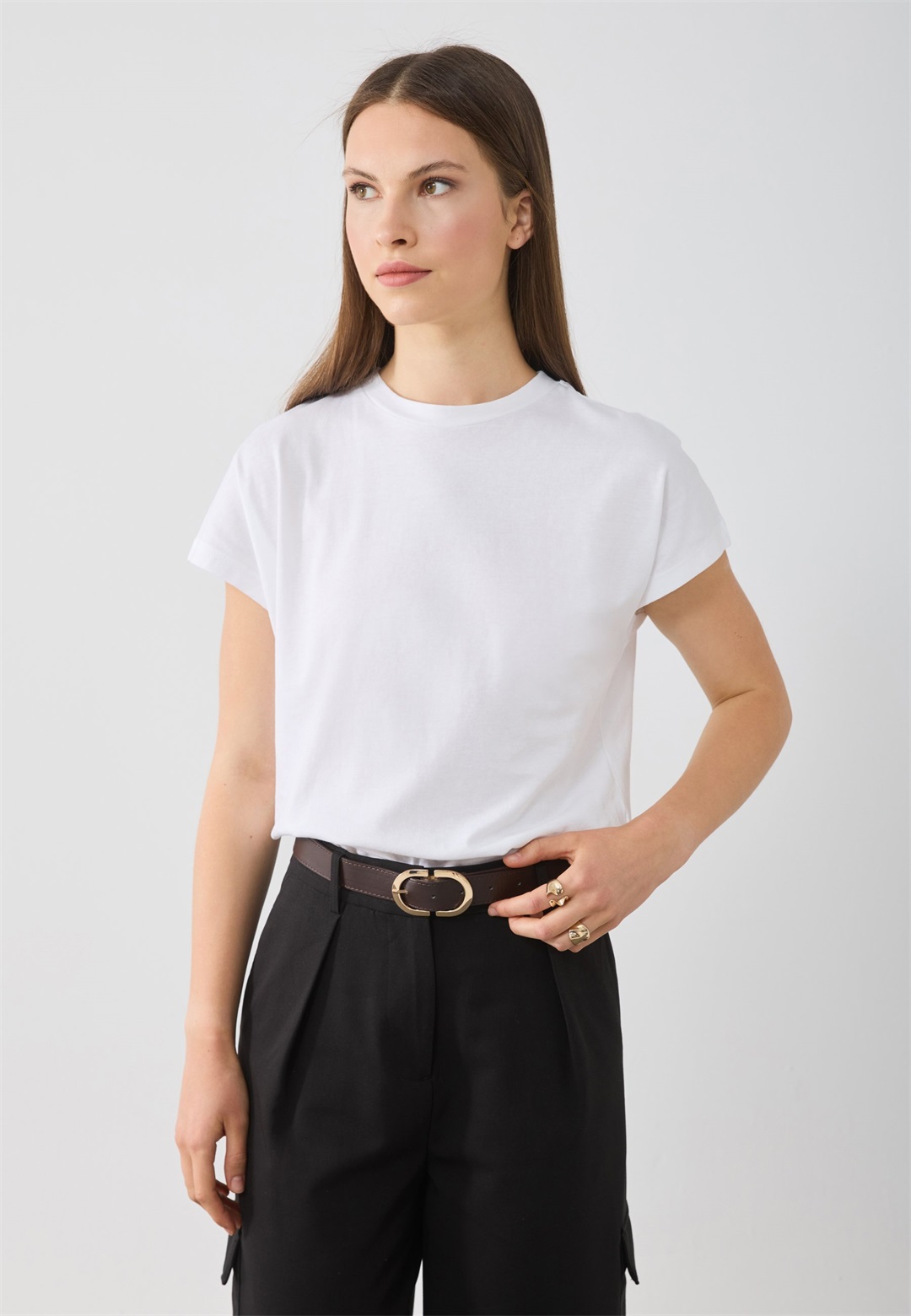 Anna Field T-Shirt basic - white/weiß
