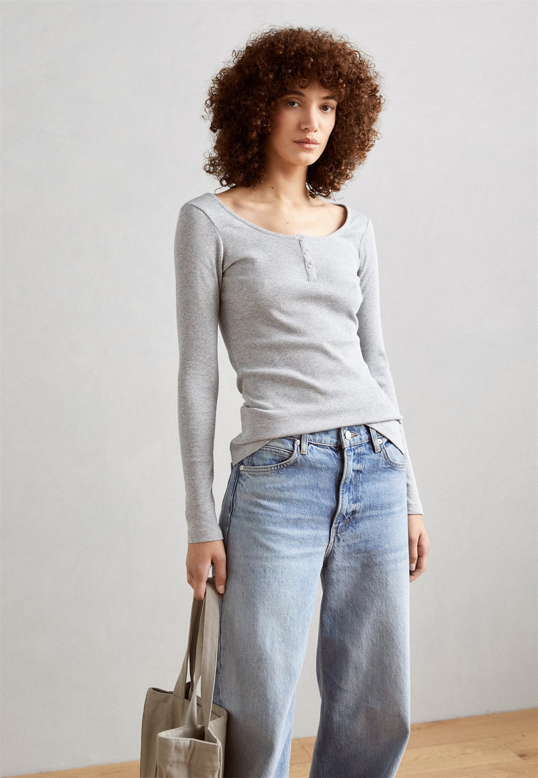Anna Field Langarmshirt - mottled grey/grau-meliert