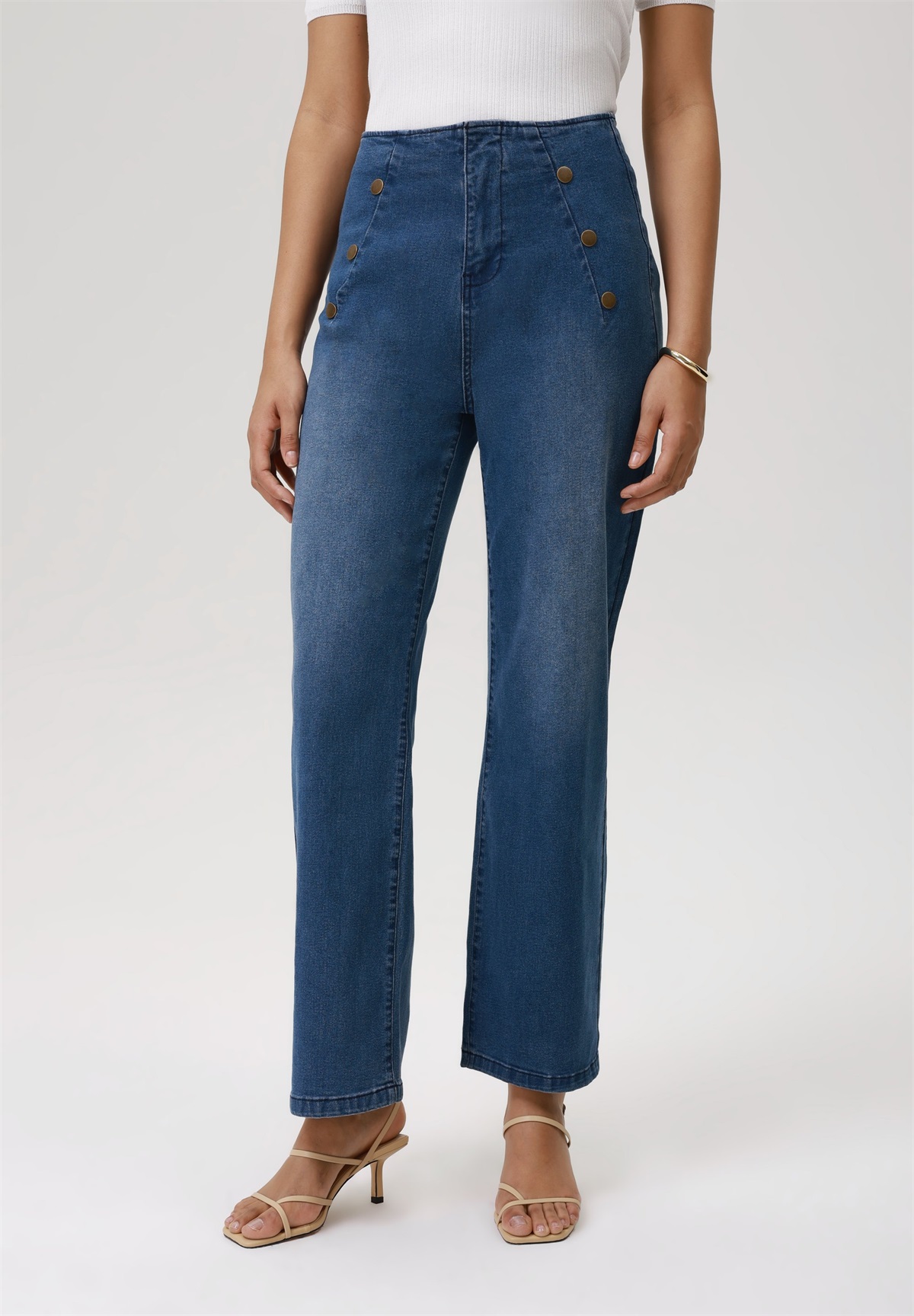 Anna Field Jeans Straight Leg - mid blue wash/blue denim