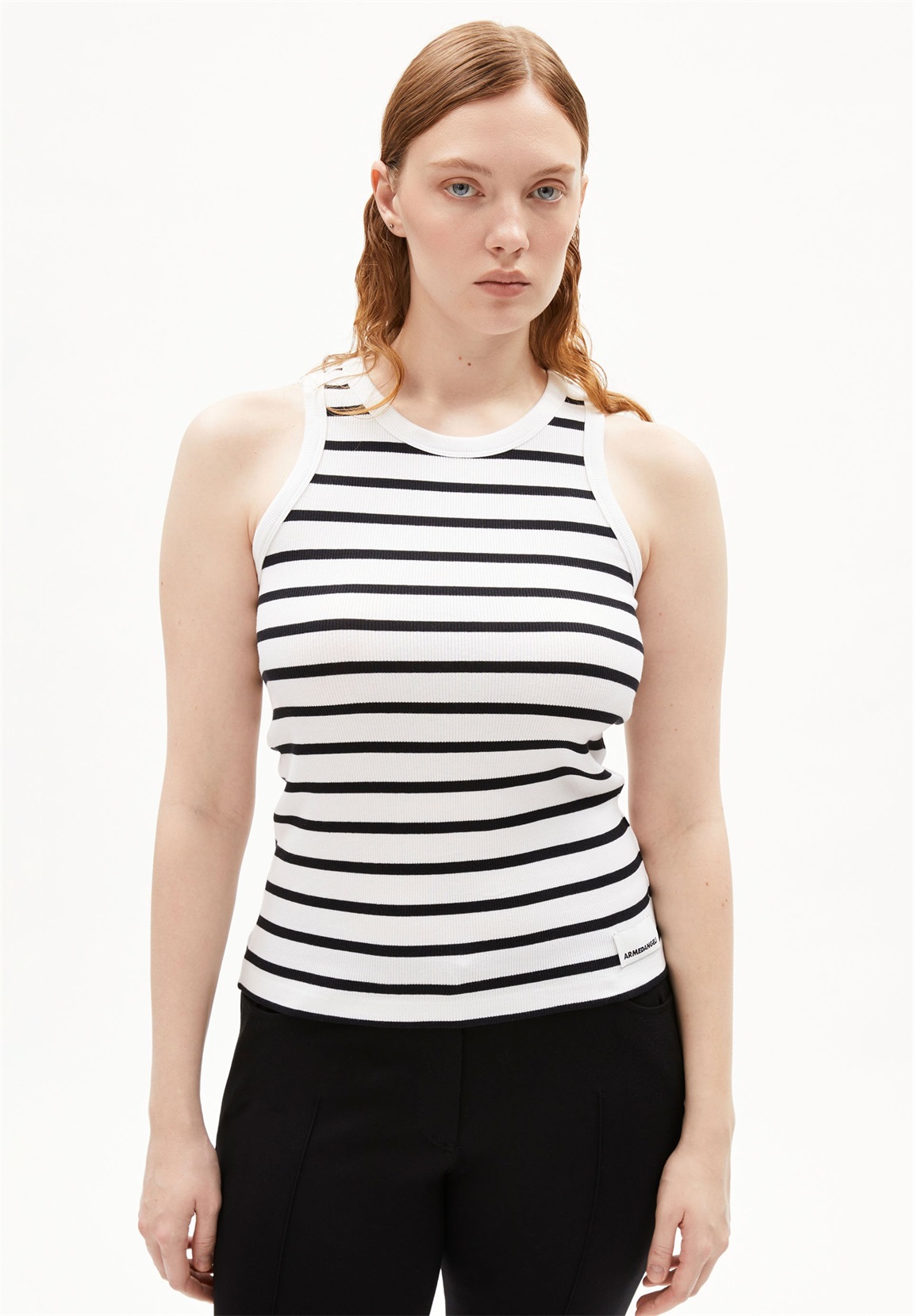 ARMEDANGELS KANITAA STRIPES - Top - white black/weiß