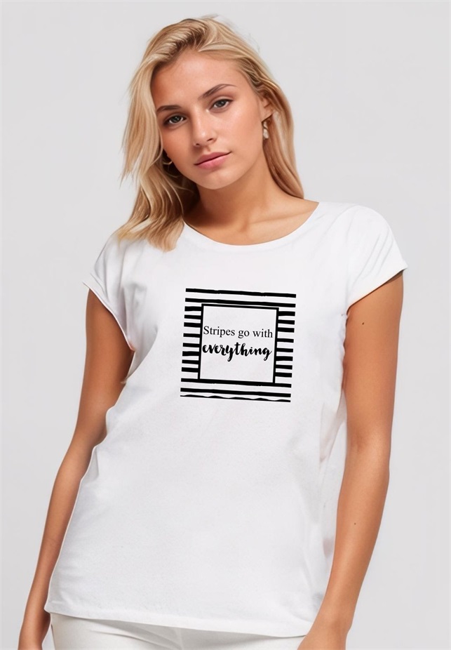 Be Famous CLASSIC ROLL UP STRIGO - T-Shirt print - white/weiß