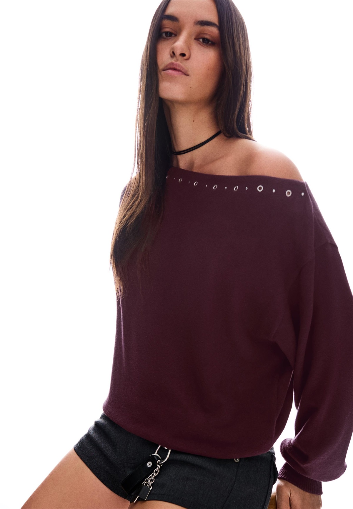 Bershka Strickpullover - dark red/dunkelrot Bershka Strickpullover - dark red/dunkelrot