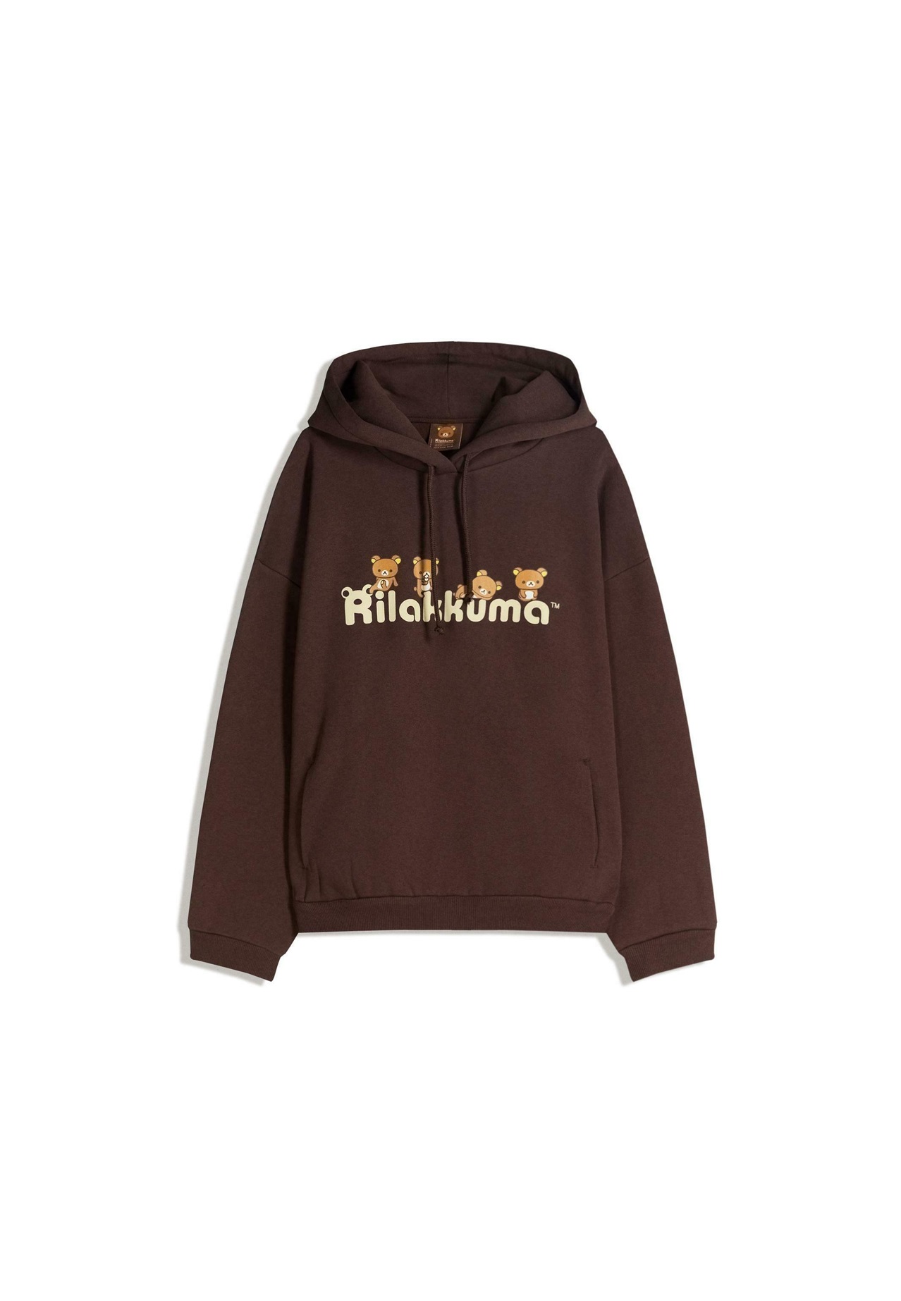 Bershka RILAKKUMA PRINT - Kapuzenpullover - dark brown/dunkelbraun