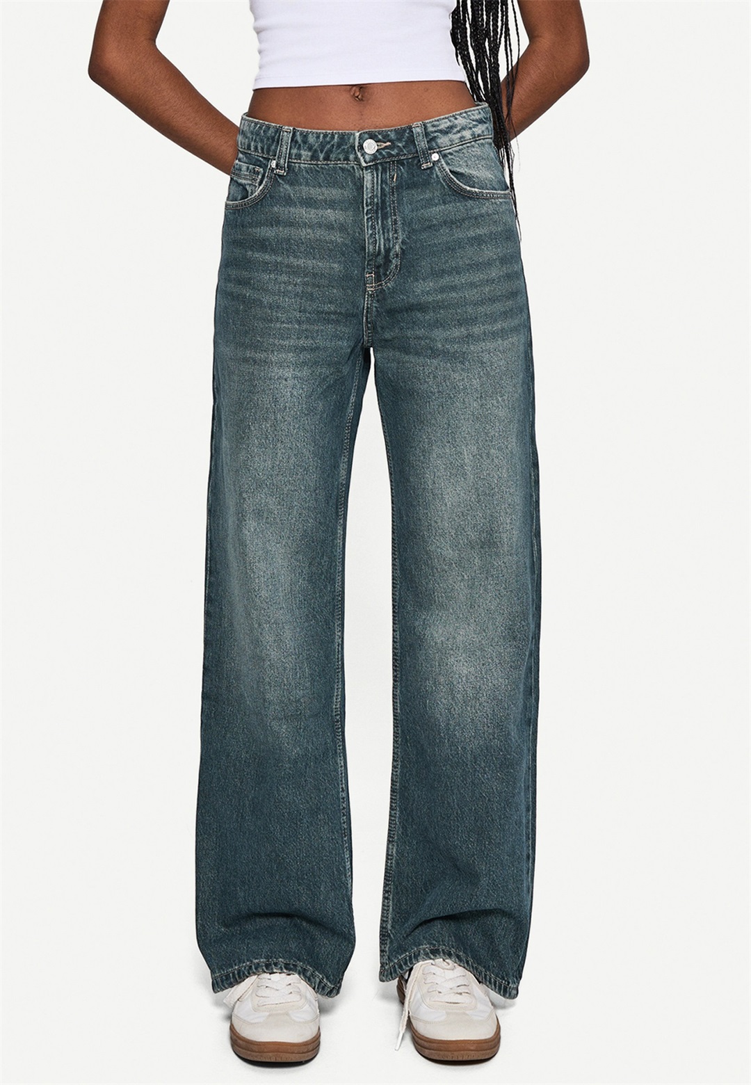 Bershka BAGGY JEANS - Loose Jeans - green/grün