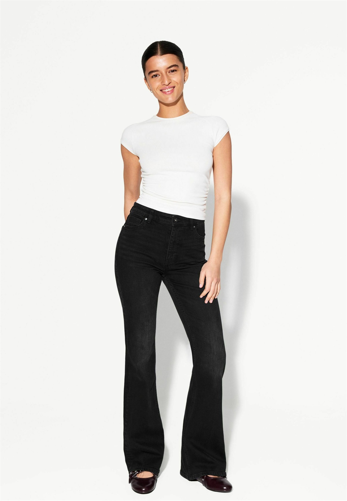Bershka Jeans Bootcut - black/schwarz
