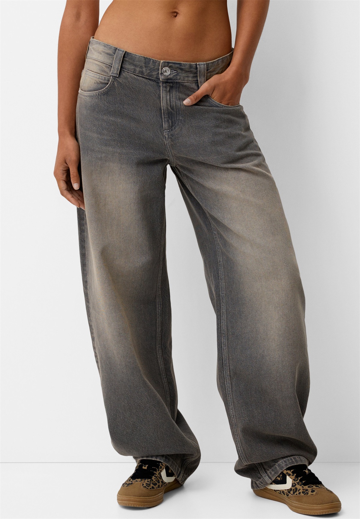 Bershka BALLOON - BAGGY - Jeans Relaxed Fit - mottled dark grey/dunkelgrau-meliert