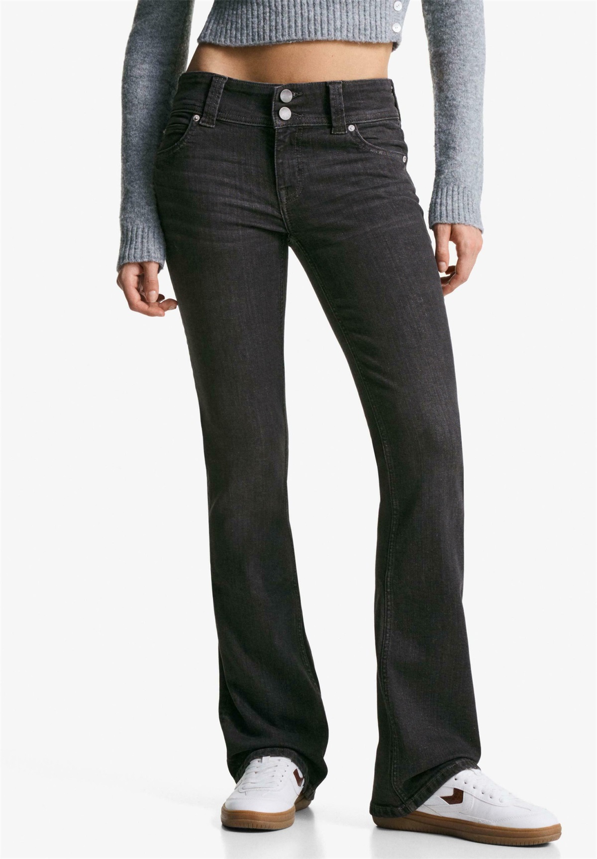 Bershka Jeans Bootcut - black/schwarz