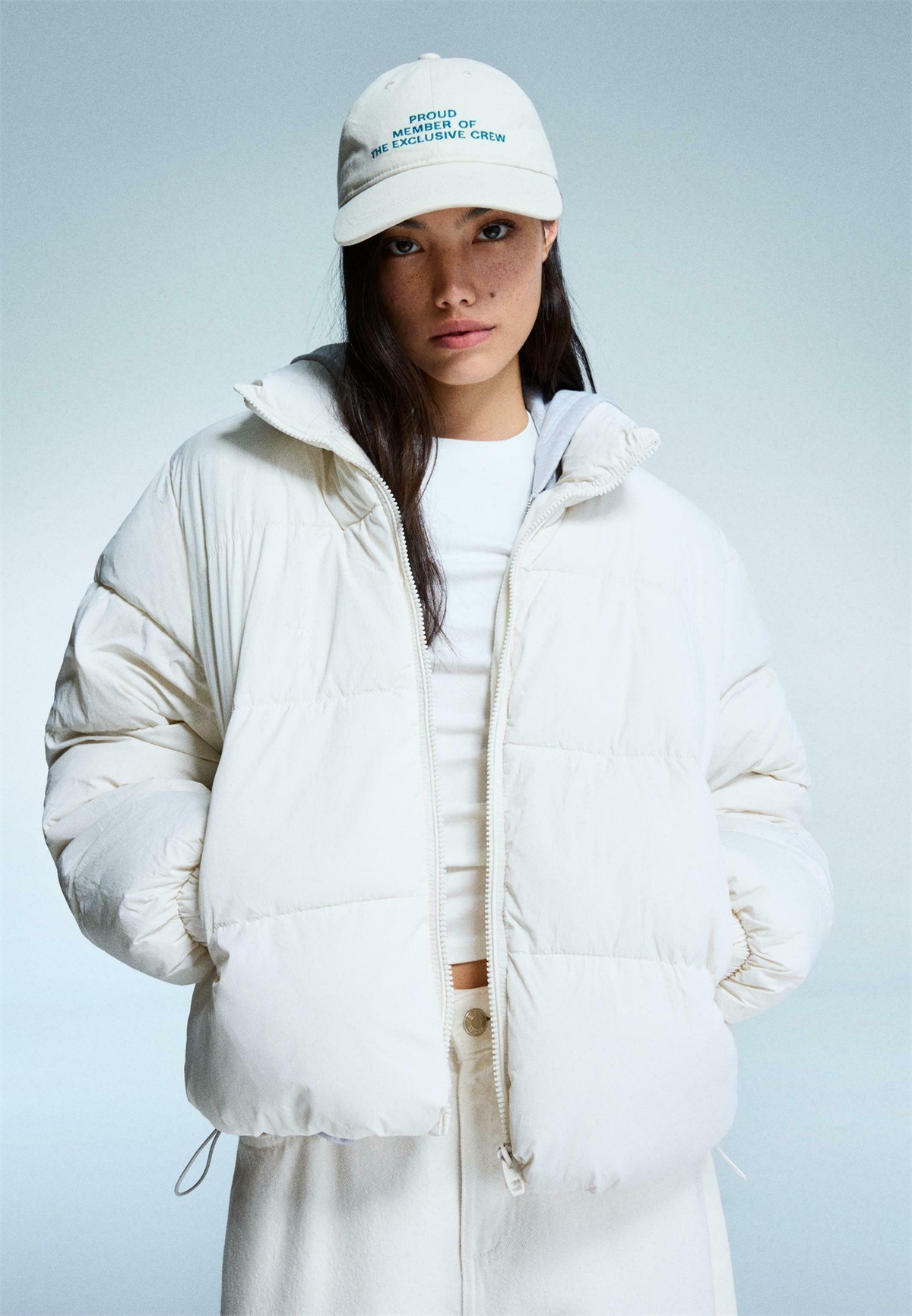 Bershka PUFFER - Winterjacke - white/weiß