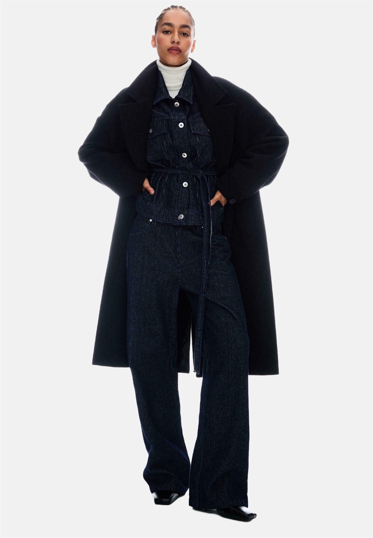 Bershka Klassischer Mantel - black/schwarz