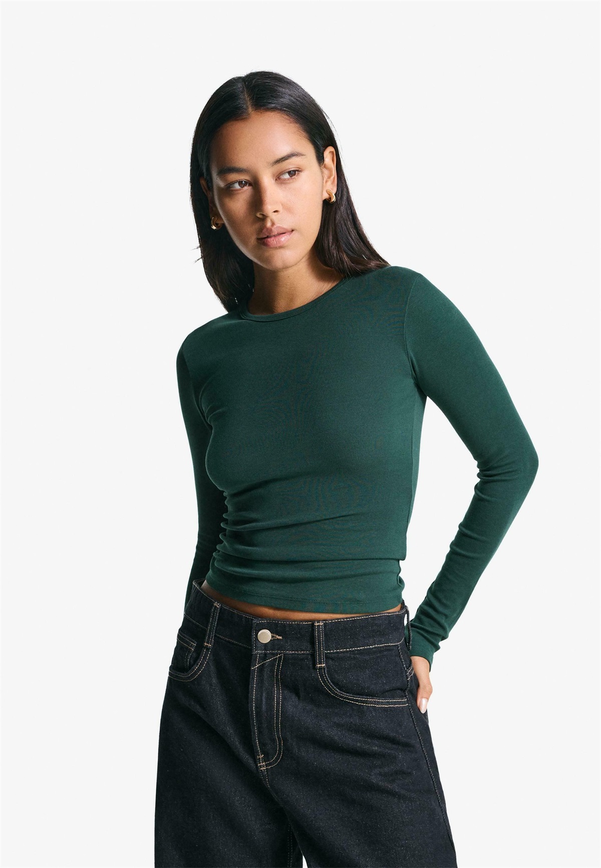 Bershka Langarmshirt - olive/oliv