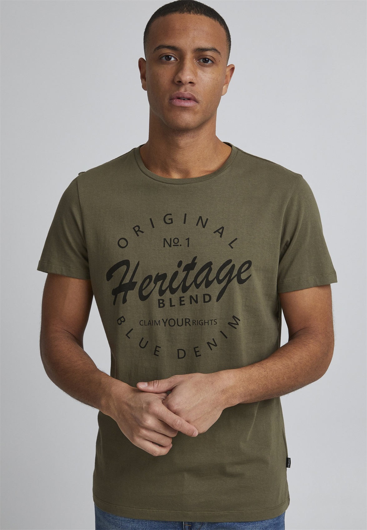 Blend BHABRAHAM - T-Shirt print - olive night/grey denim