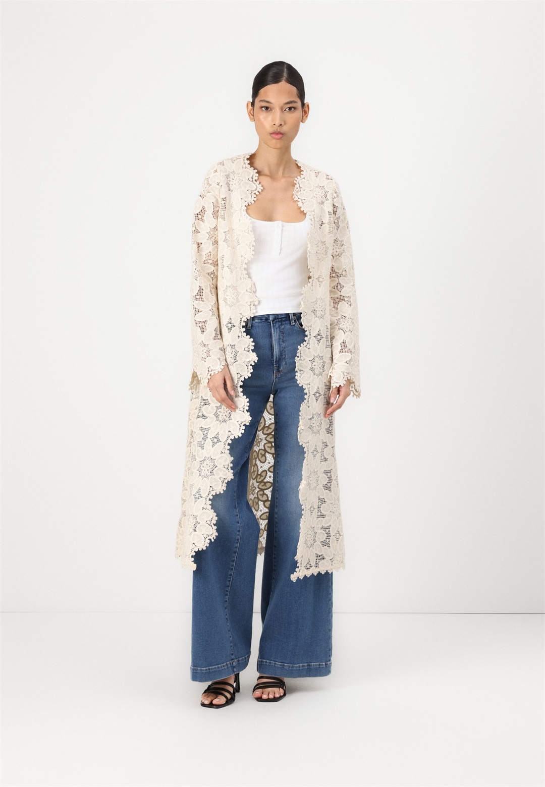 Malina KIANA GUIPURE MAXI KAFTAN - Strickjacke - sand