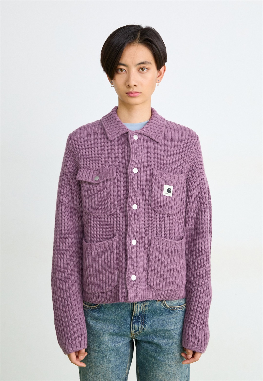 Carhartt WIP MICHIGAN - Strickjacke - phlox/flieder