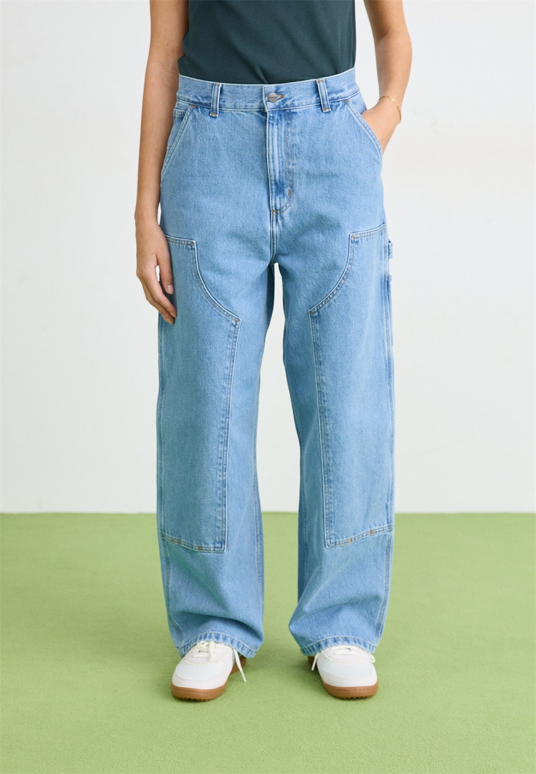 Carhartt WIP BRANDON DOUBLE KNEE PANT - Jeans Relaxed Fit - blue stone bleached/bleached denim