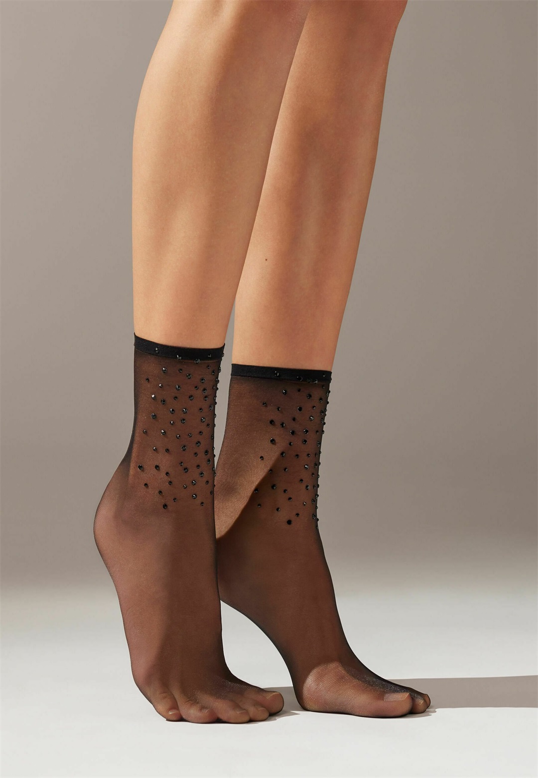Calzedonia 10 DEN - Socken - black sheer rhinestone/schwarz