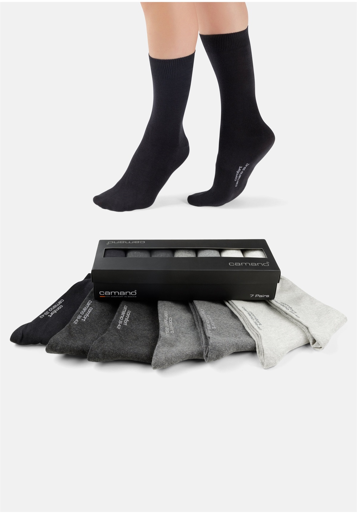 camano COMFORT IN BOX 7 PACK - Socken - dark grey mix/dunkelgrau