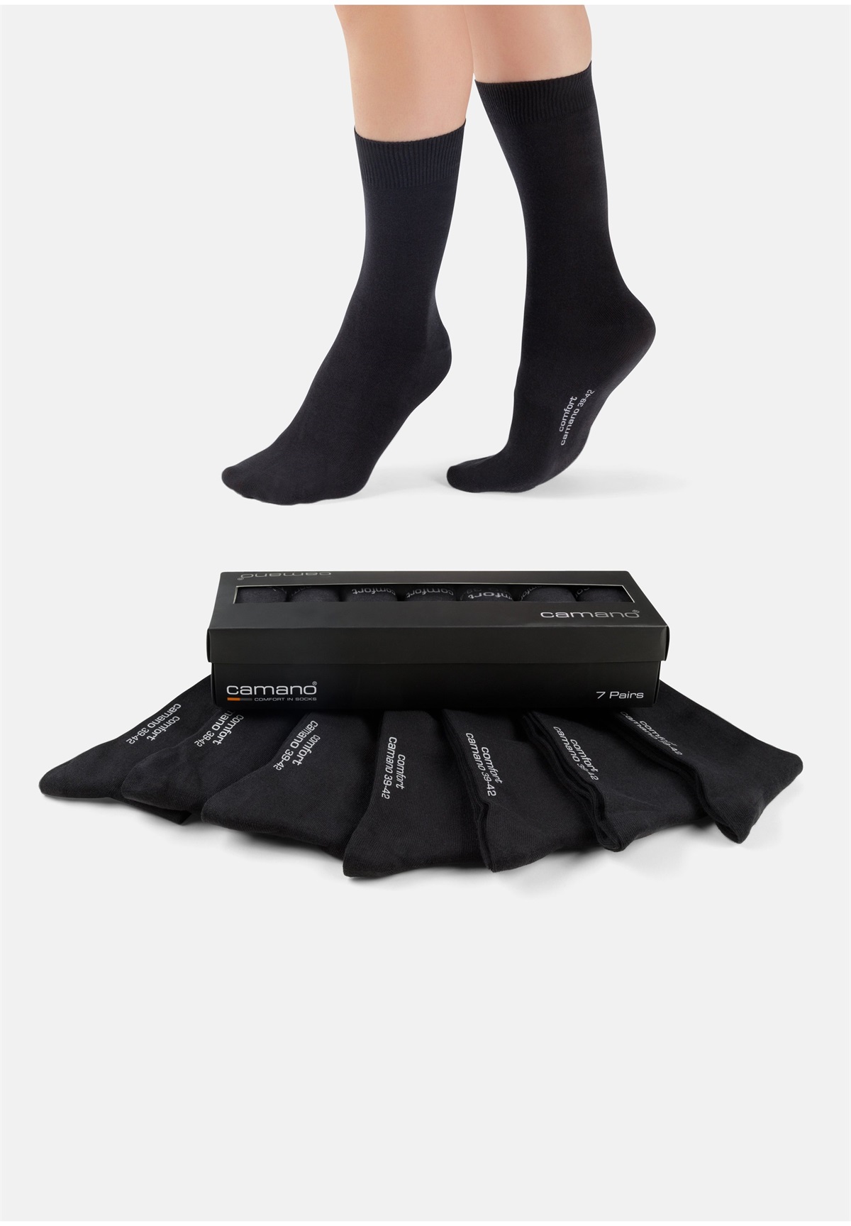 camano COMFORT IN BOX 7 PACK - Socken - black/schwarz