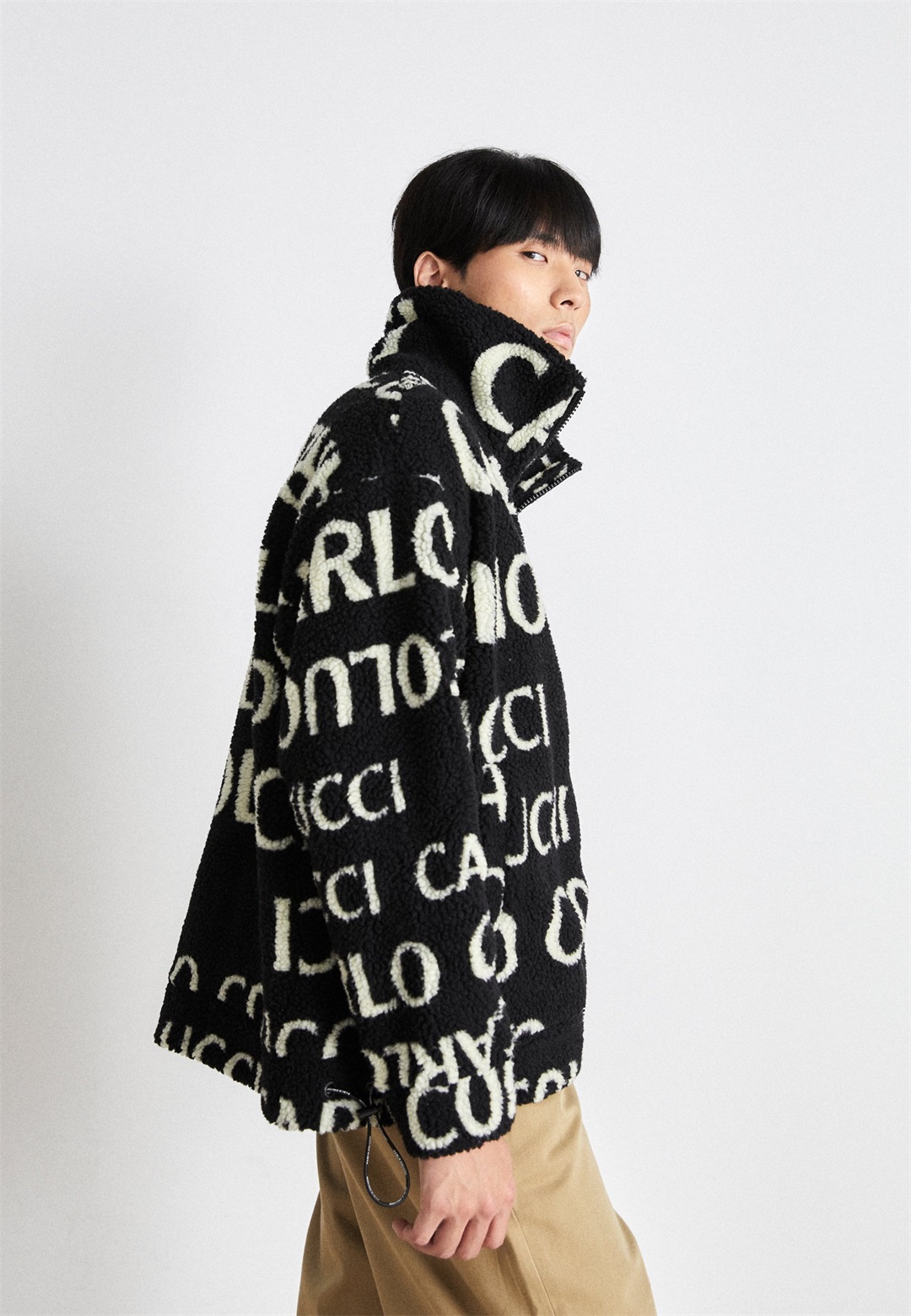Carlo Colucci OVERSIZE UNISEX - Fleecejacke - black/white/schwarz