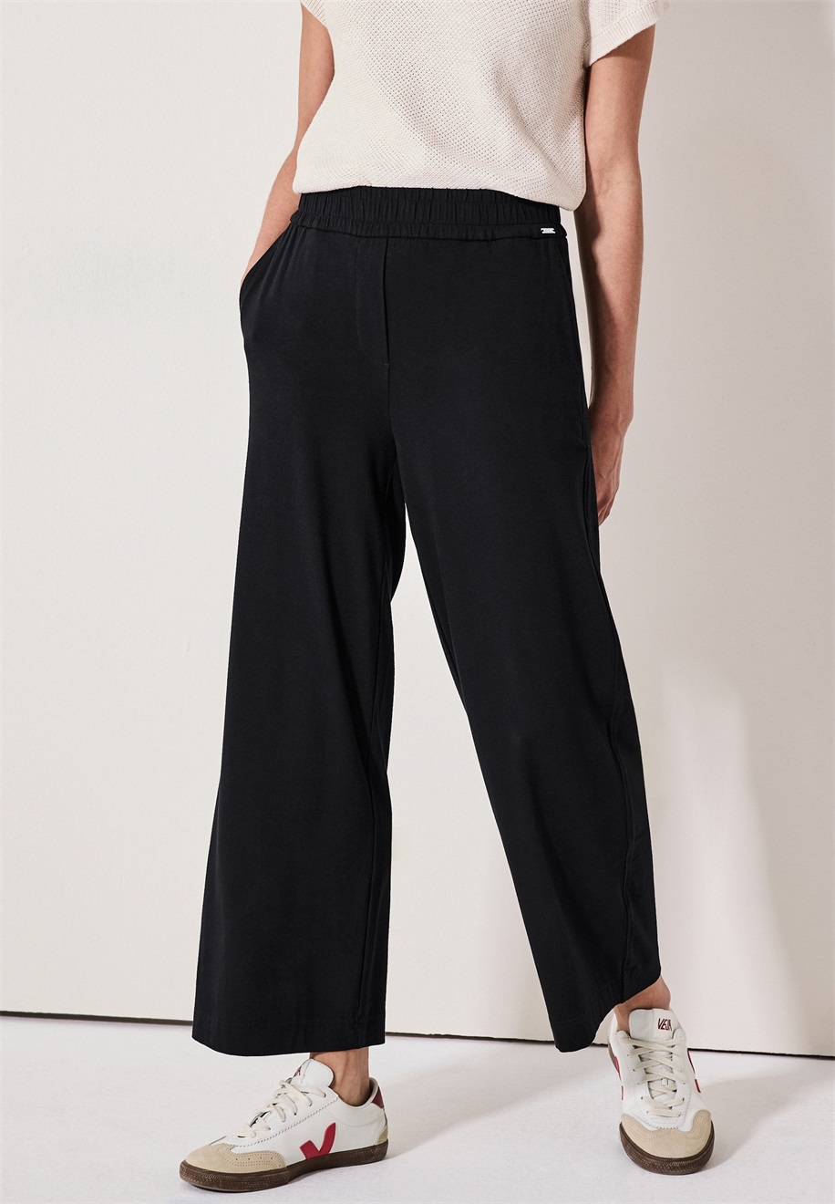 Cecil WIDE LEG - Stoffhose - schwarz