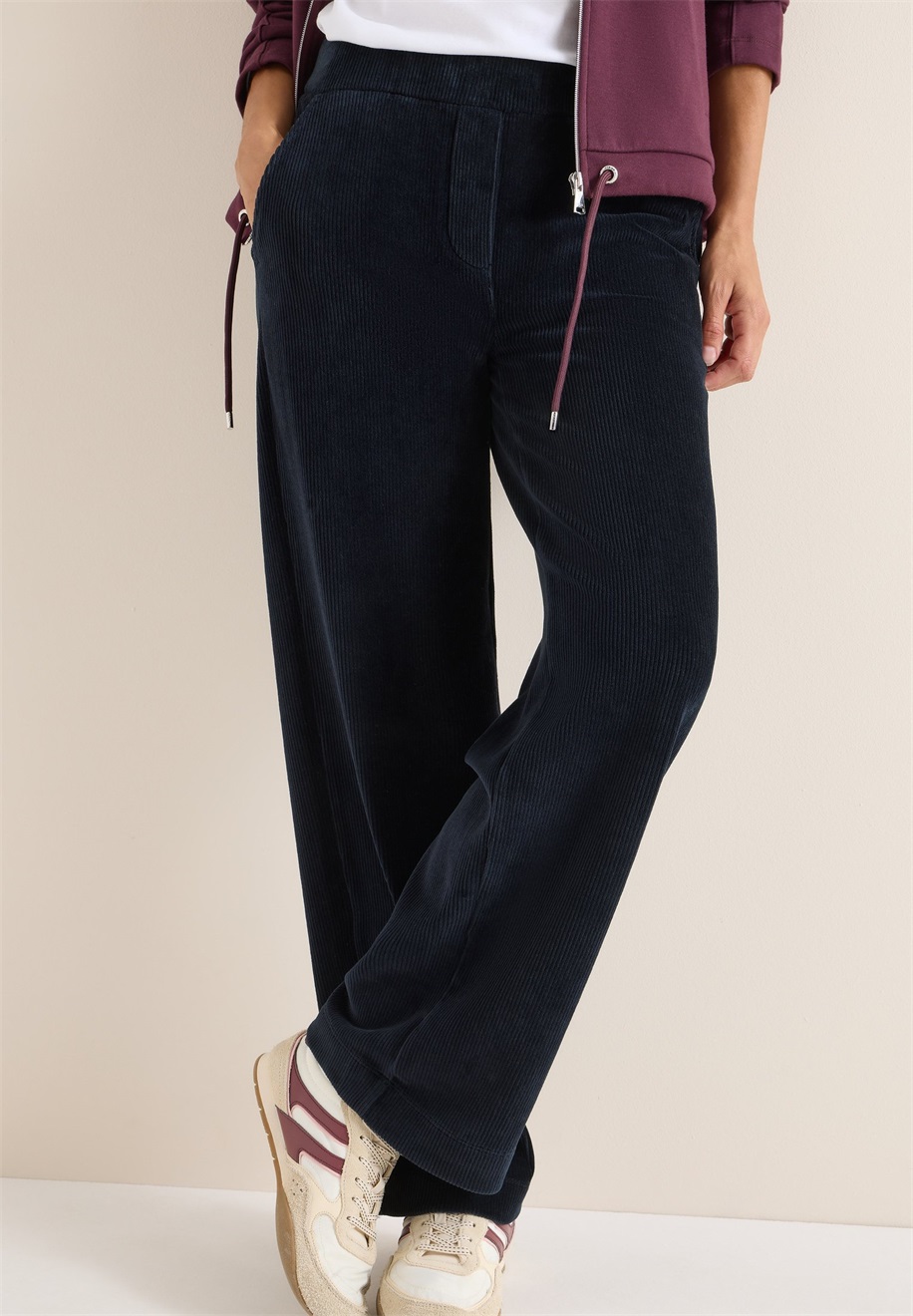 Cecil WIDE - Stoffhose - blau/dunkelblau