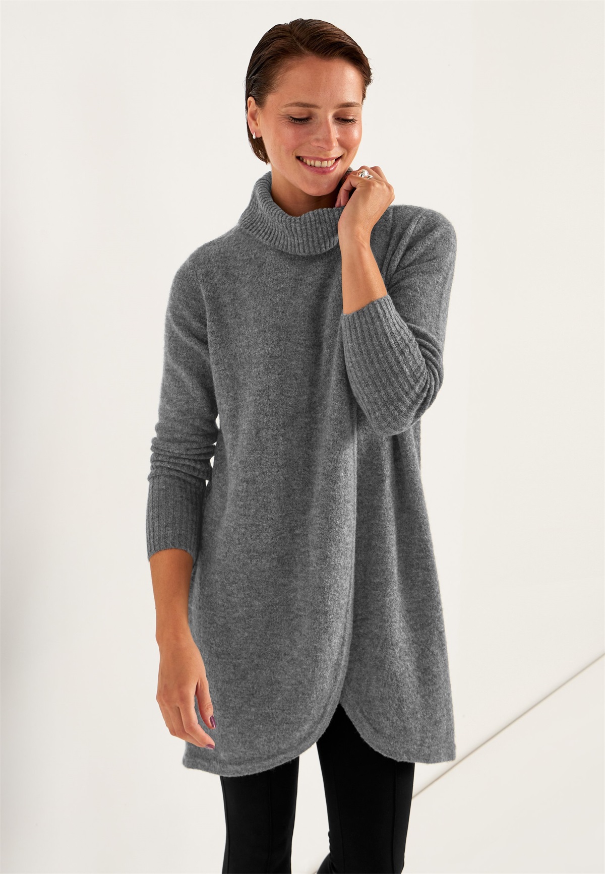 Cellbes of Sweden WITH WRAP DETAIL AT FRONT - Strickpullover - grey melange/grau