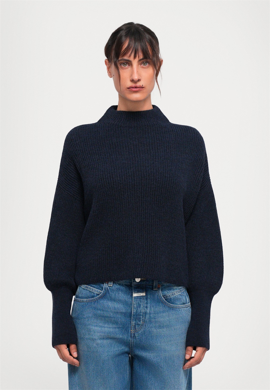 CLOSED FUNNEL NECK LONG SLEEVE - Strickpullover - dark night/dunkelblau