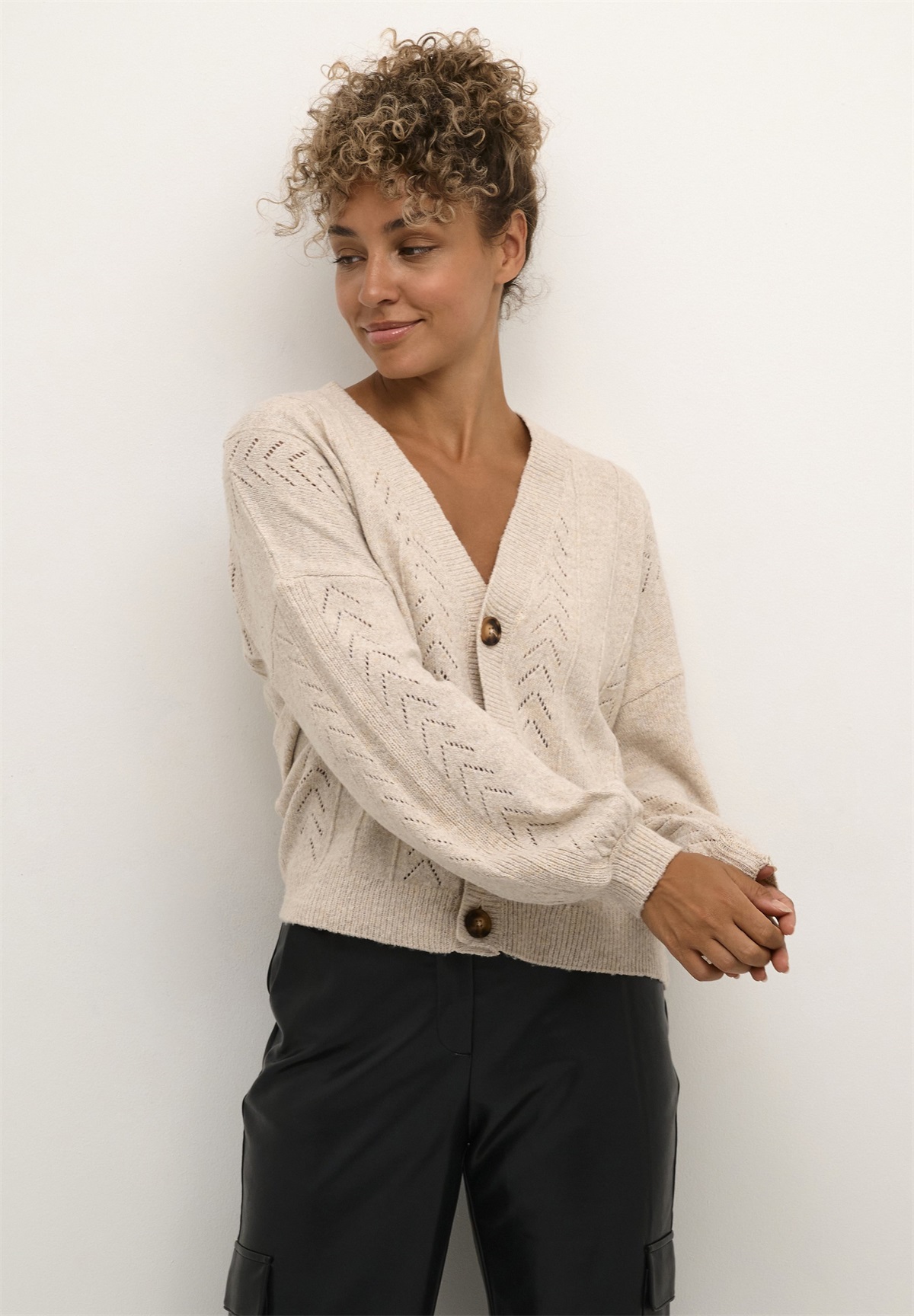 Cream HOLIDAY - Strickjacke - oat melange/beige