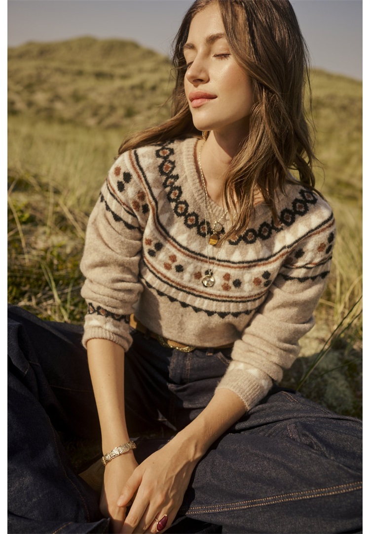Cream CHERRIE - Strickpullover - cobblestone melange/beige