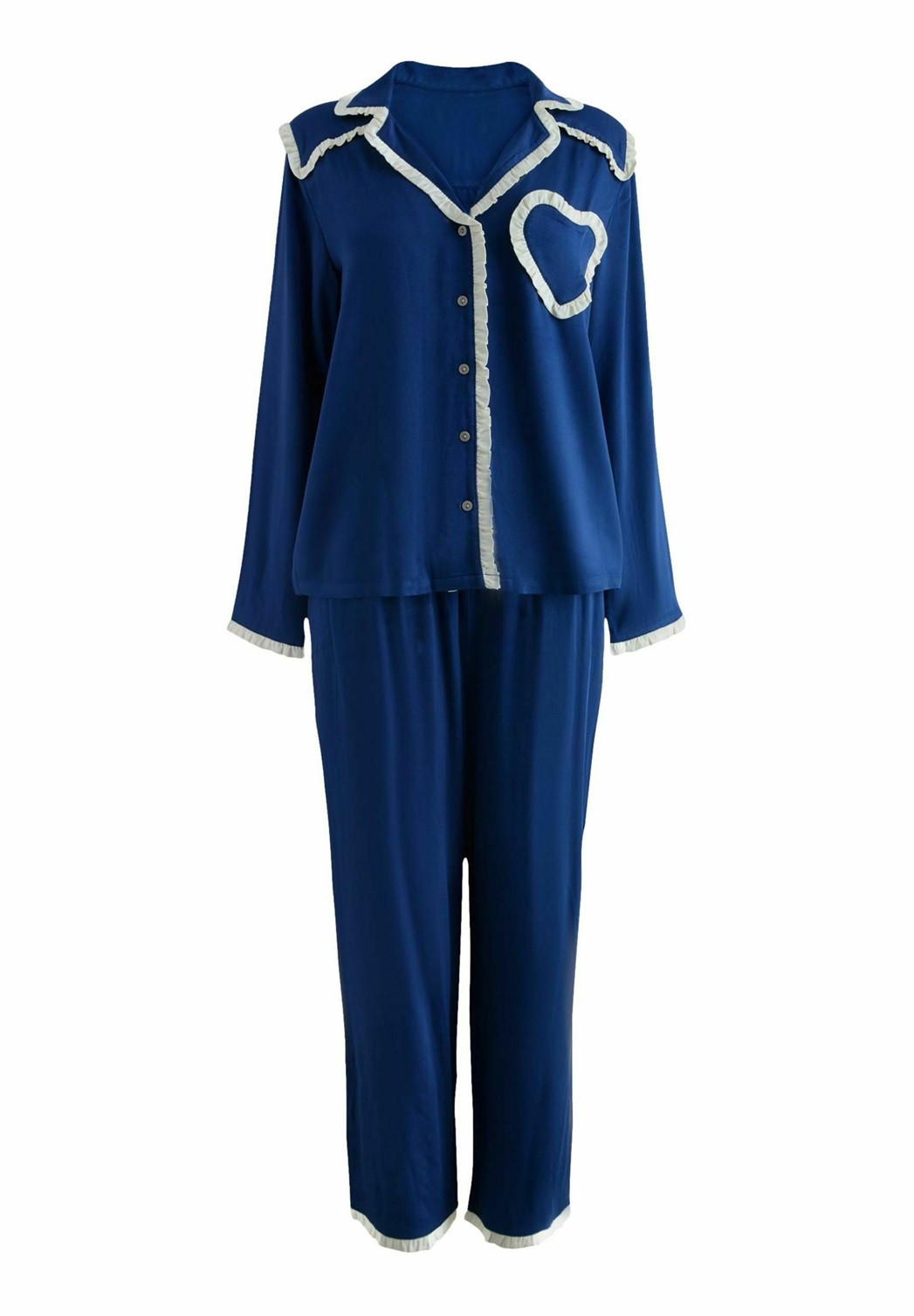 Cath Kidston REGULAR FIT - BUTTON THROUGH FRILL HEART SET - Nachtwäsche Set - navy/blau