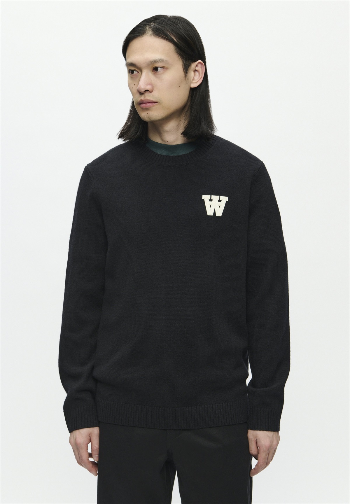 DOUBLE A BY W.W. WWTAY L CREW - Strickpullover - black/schwarz