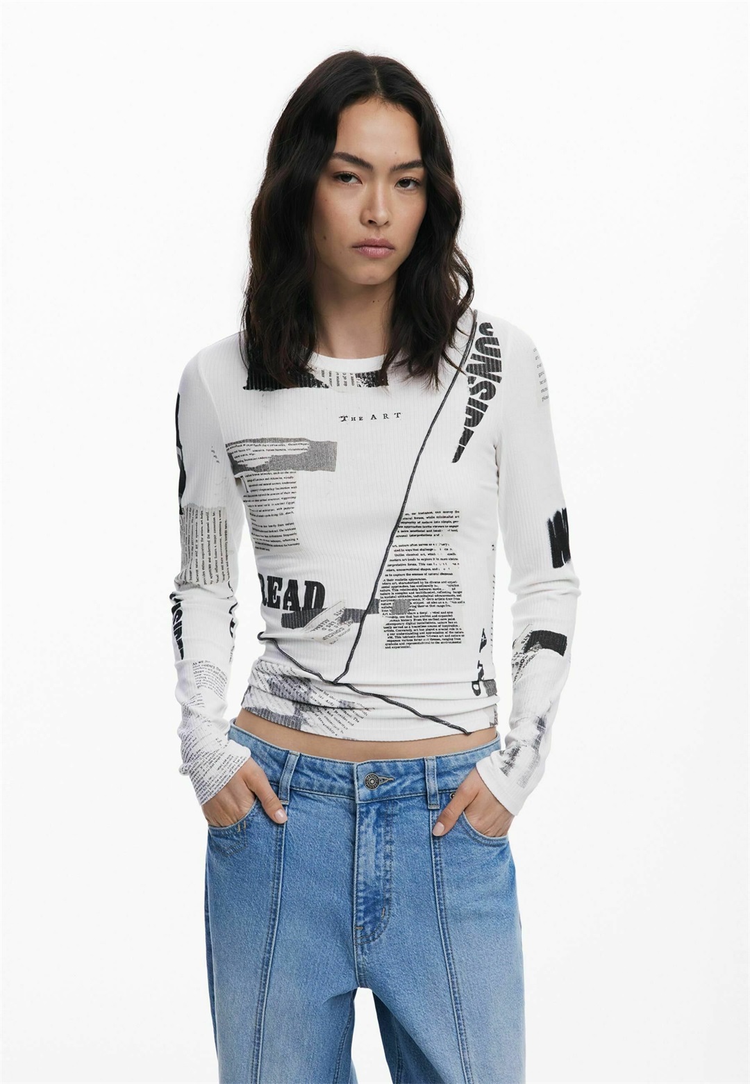 Desigual NEWSPAPER - Bluse - white/weiß