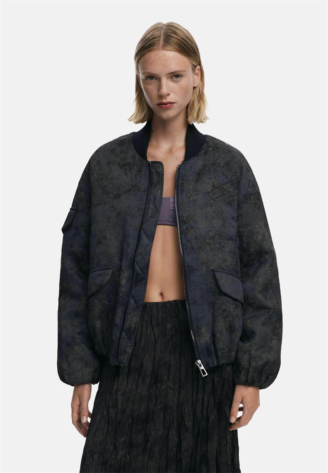 Desigual EMBROIDERED - Bomberjacke - black/schwarz