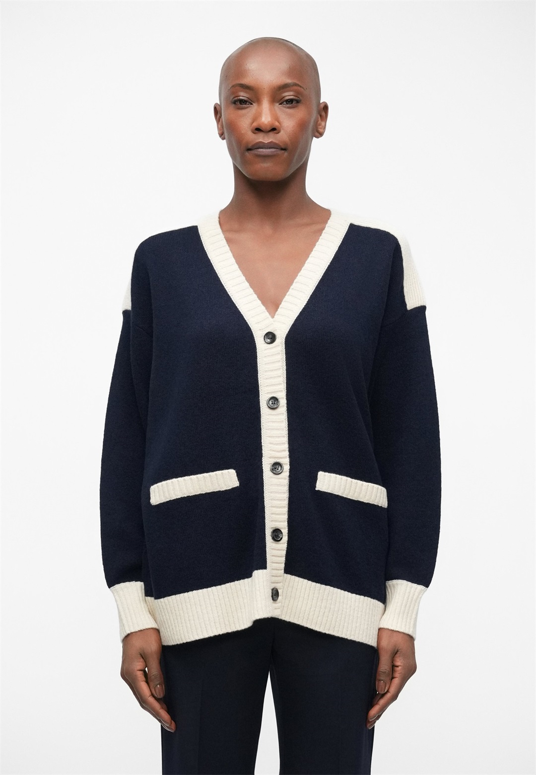 DESIGNERS REMIX CARMEN COLLEGE CARDI - Strickjacke - dark blue/dunkelblau