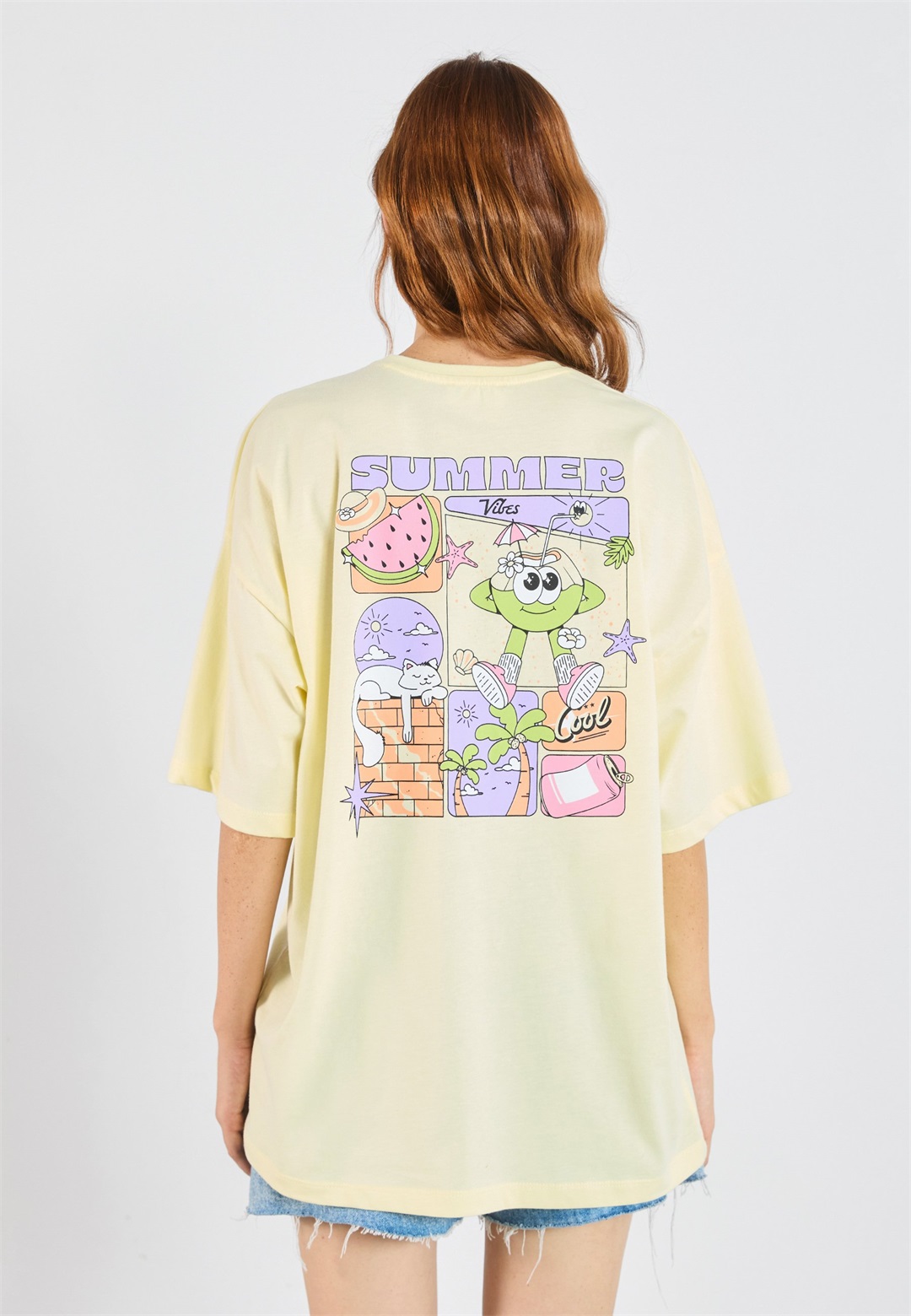 Even&Odd T-Shirt print - anise flower/hellgelb