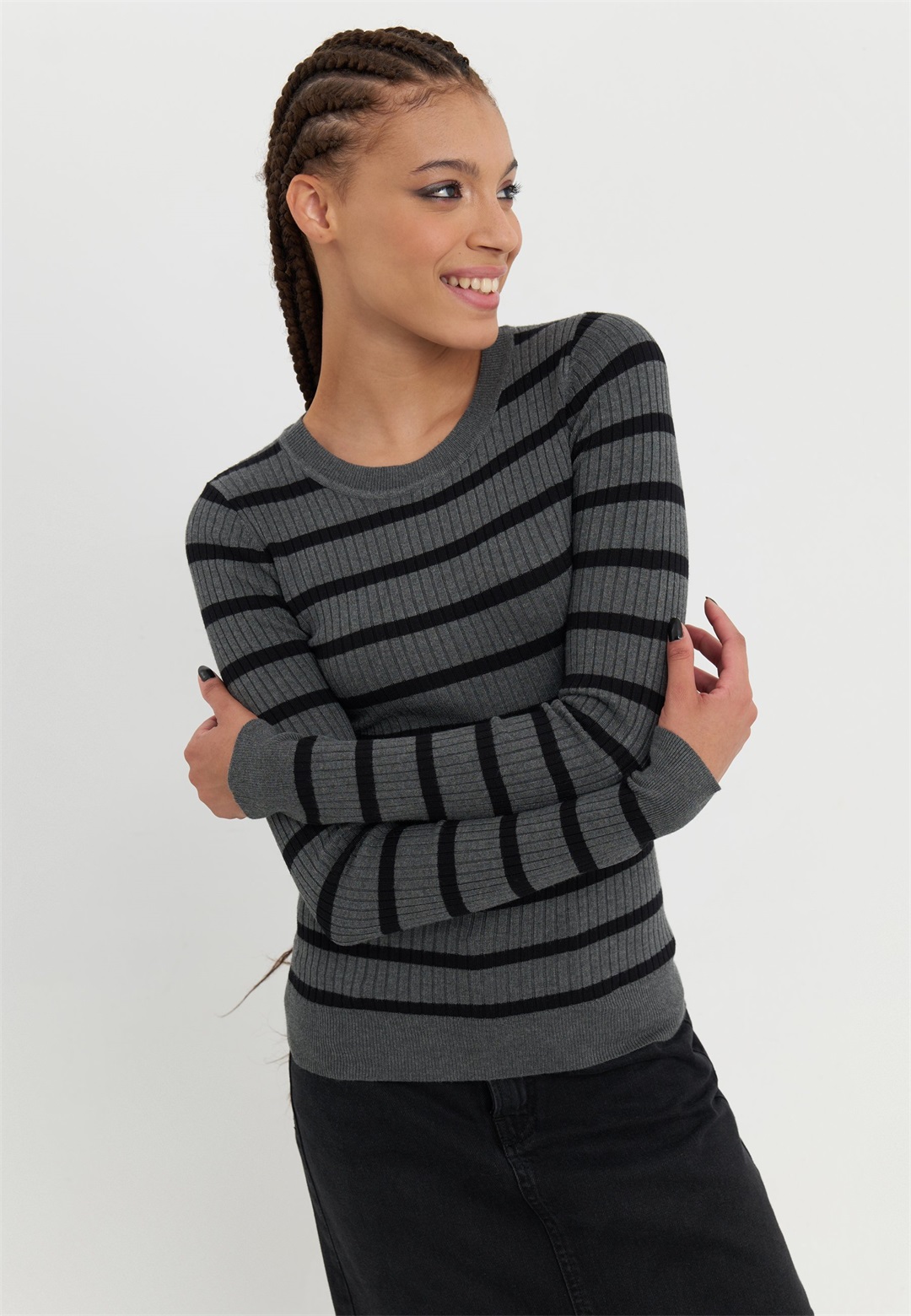 Even&Odd Strickpullover - mottled dark grey/black/dunkelgrau-meliert